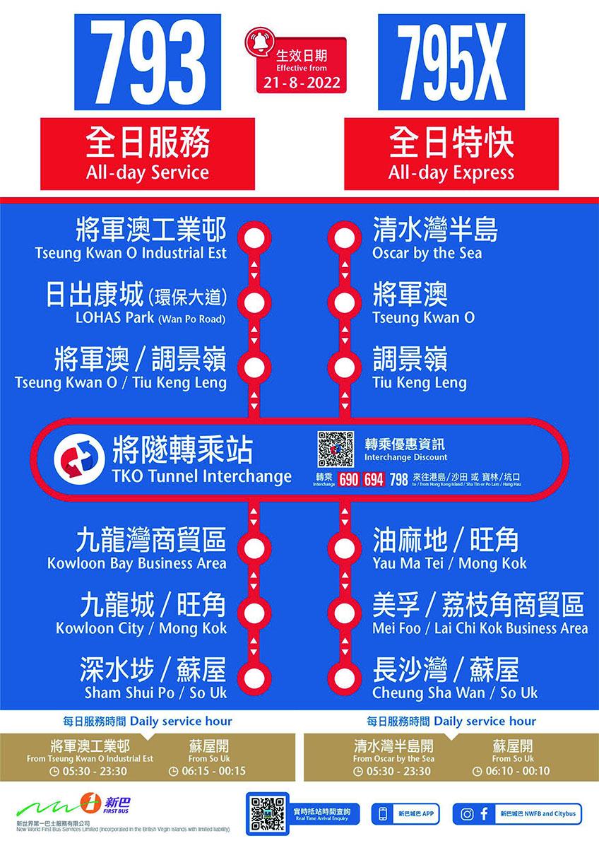 新巴793、795X線新服務宣傳海報。