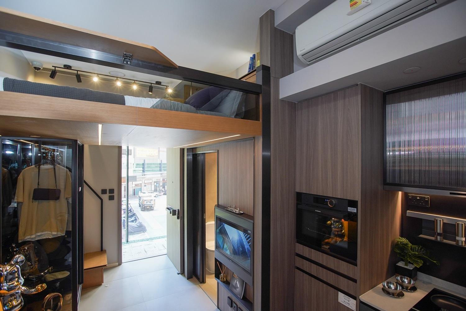 大角咀新盤|Larchwood開放式示位 樓高3.5米分隔上下層娛樂區及寢區