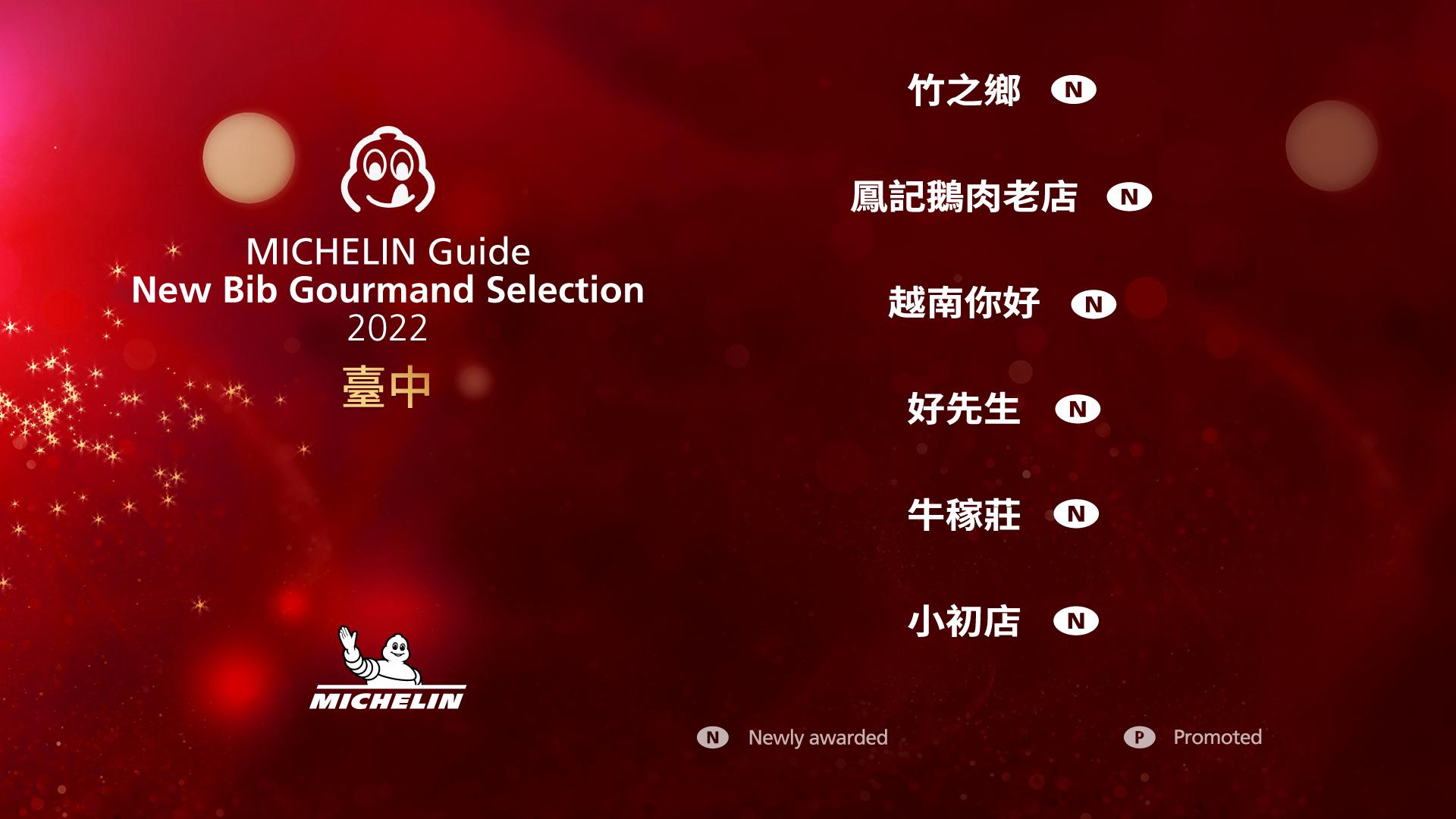 《台北、台中、台南及高雄米芝蓮指南2022》必比登推介:台中新上榜食肆。( fb@MichelinGuideTaiwan)