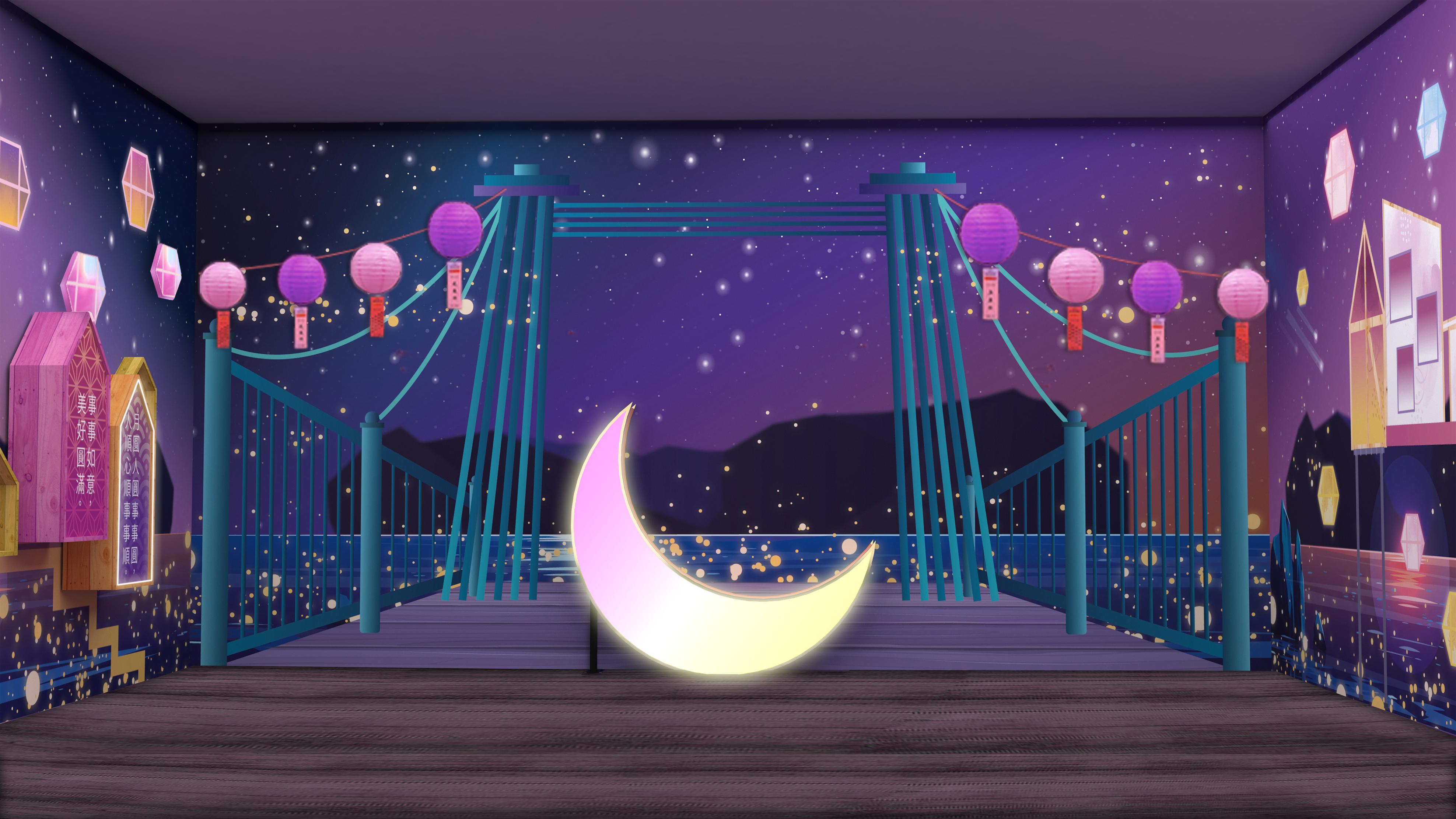 閃爍生光的半月椅配上大澳繁星點點的夜空,營造浪漫又溫馨的氛圍。