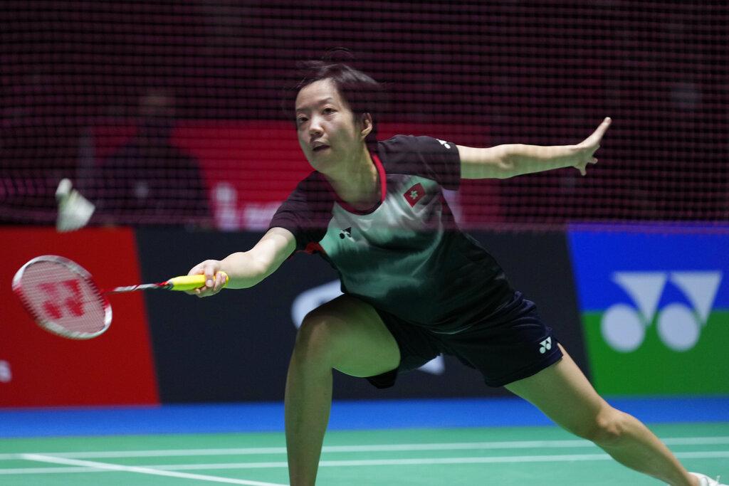 香港代表張雁宜在女單首圈不敵印度代表。(美聯社)