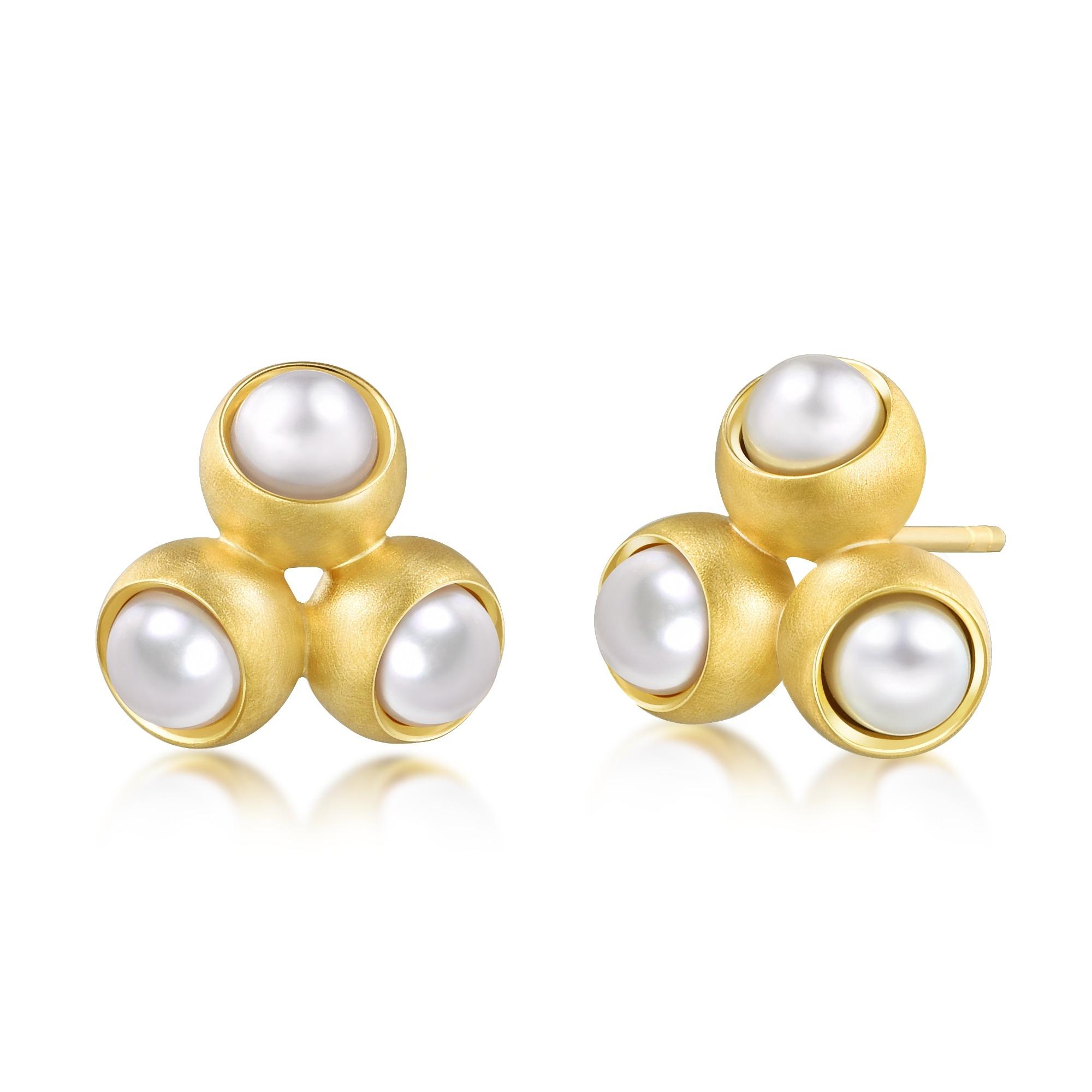 Bloom「盛」18K黃色黃金淡水珍珠耳環 原價$4,200、折後價$3,150