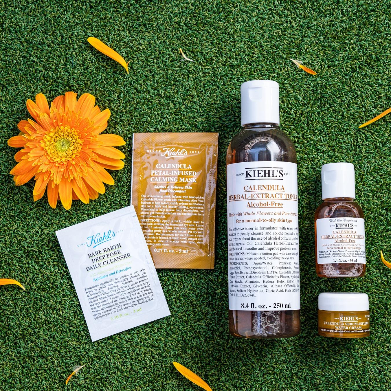 金盞花爽膚水慈善套裝包括金盞花植物精華爽膚水(250ml)、金盞花蘆薈鎮靜保濕凍膜(5ml)、金盞花修復精華面霜(7ml)、金盞花植物精華爽膚水(40ml)及亞瑪遜白泥毛孔深層清潔面膜(5ml)