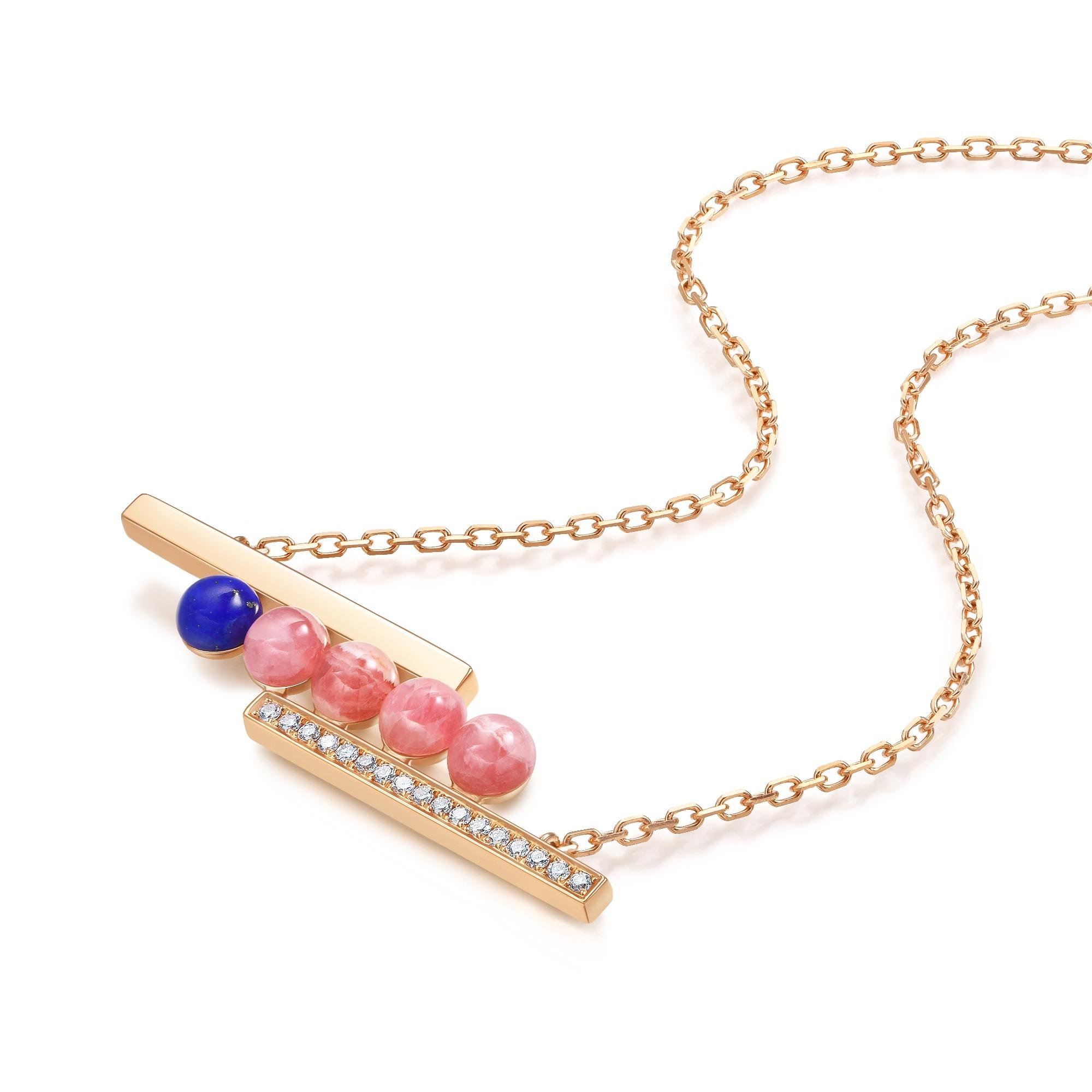 Cosmos「宇」18K紅色黃金紅紋石及青金石頸鍊 原價$7,200、折後價$5,400