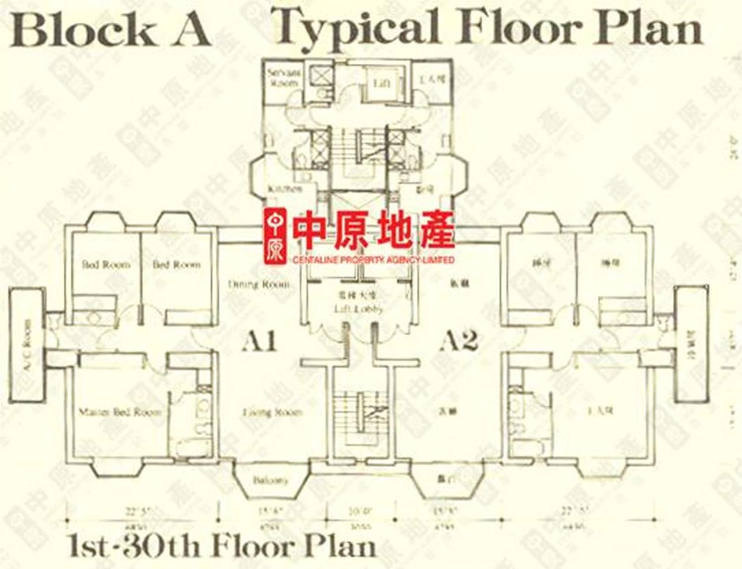 愉富大廈A座低層1室放盤單位平面圖。