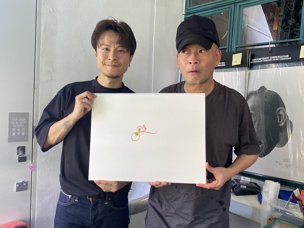 陳健安找來好友葛民輝為「直覺畫」打頭陣接力畫。