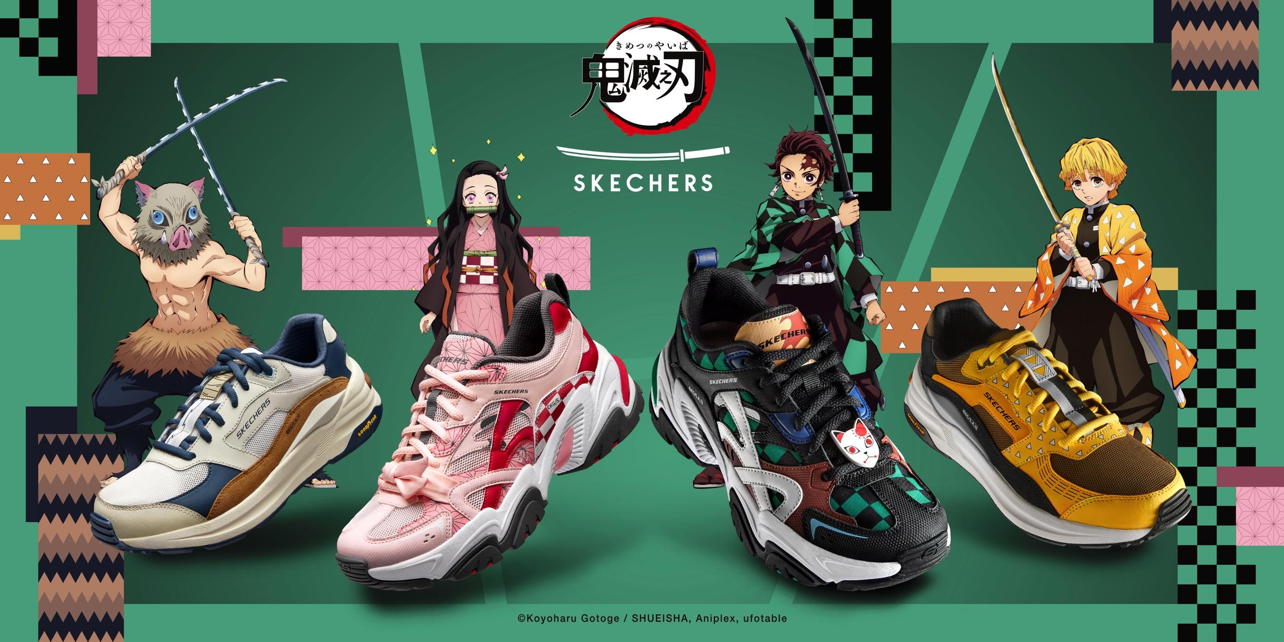 SKECHERS首度聯乘《鬼滅之刃》,推出4款角色造型休閒鞋。