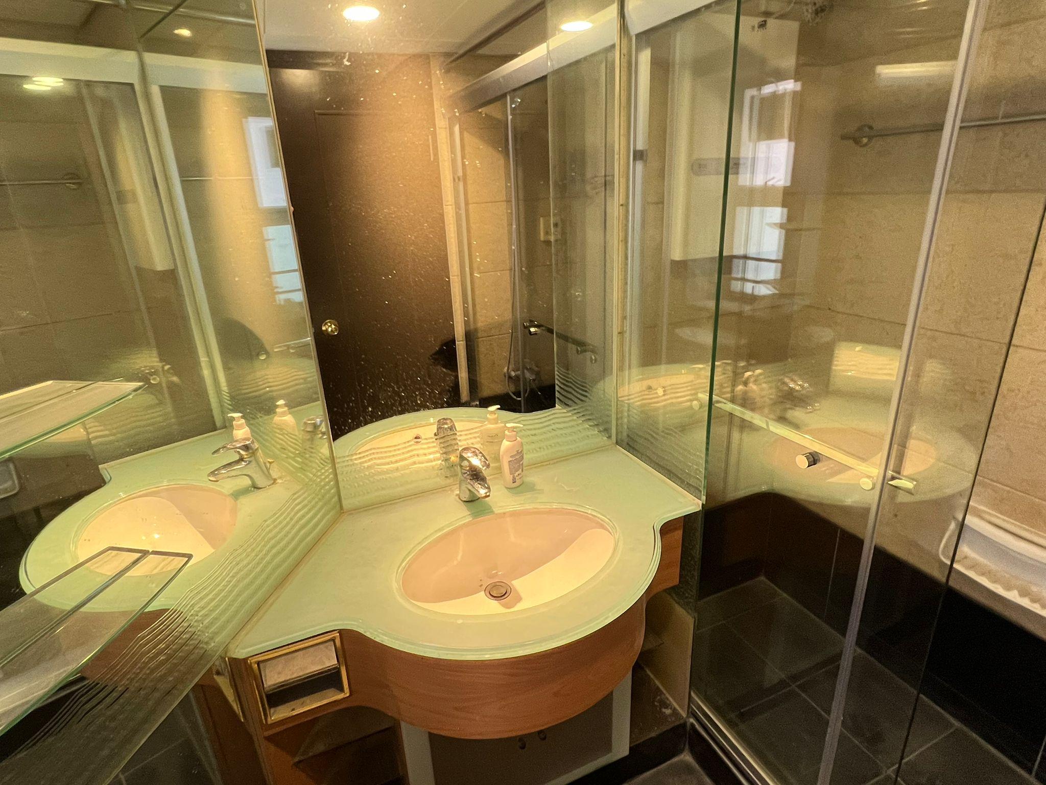 客廁採玻璃企缸設計,並設有兩面大鏡。(代理提供相片)