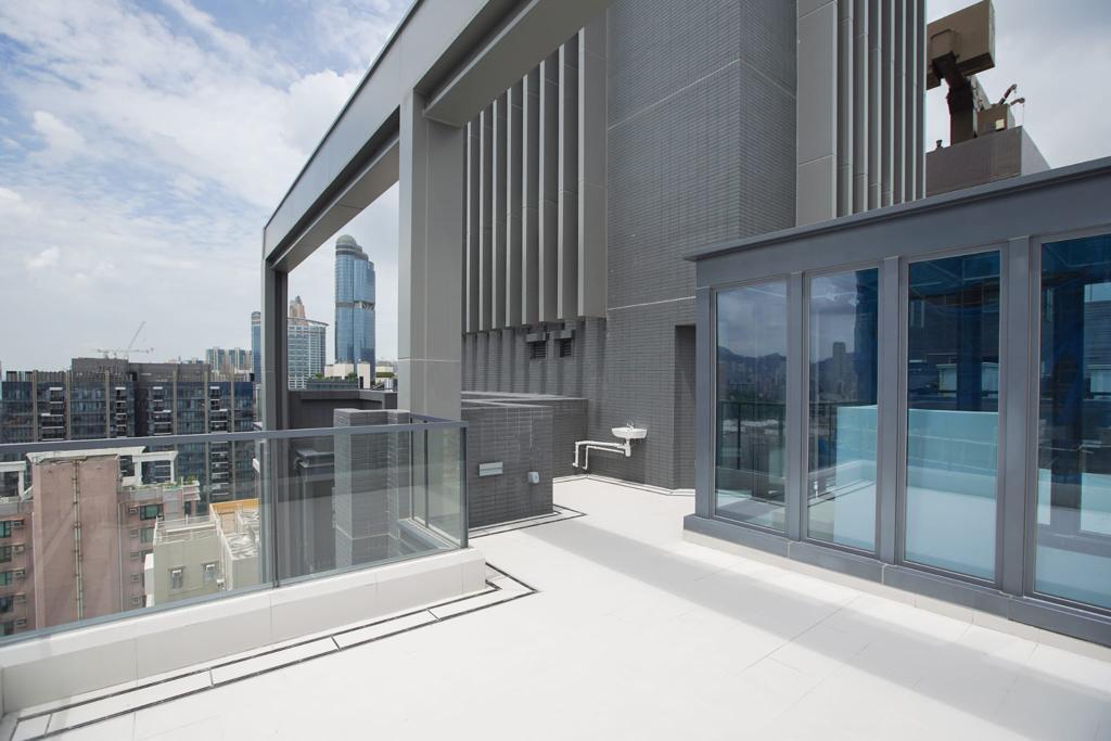 天台分有兩邊,合共面積有485方呎。(李睿哲攝)