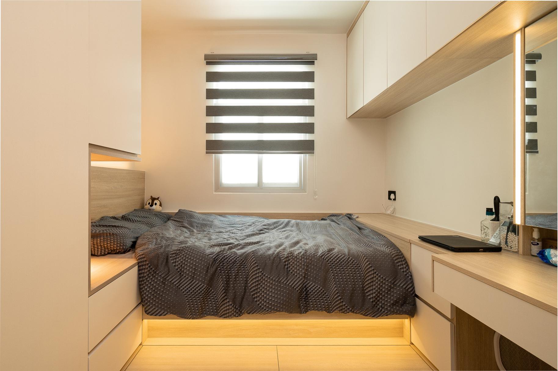 主人房安裝了地台油壓床