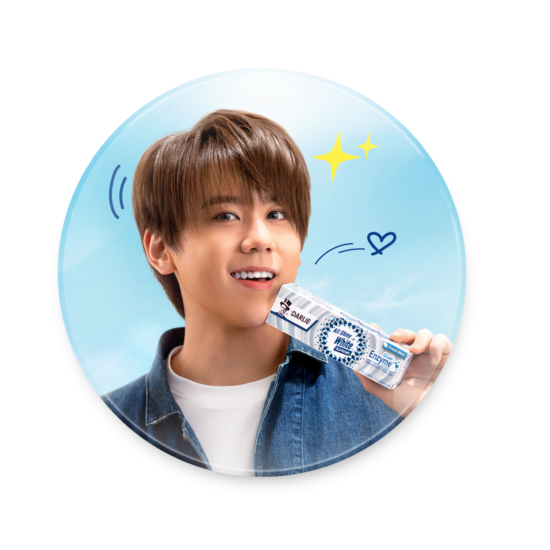 凡購買任何一款「DARLIE x姜濤限定套裝」更即送亮白笑容扣針一個!