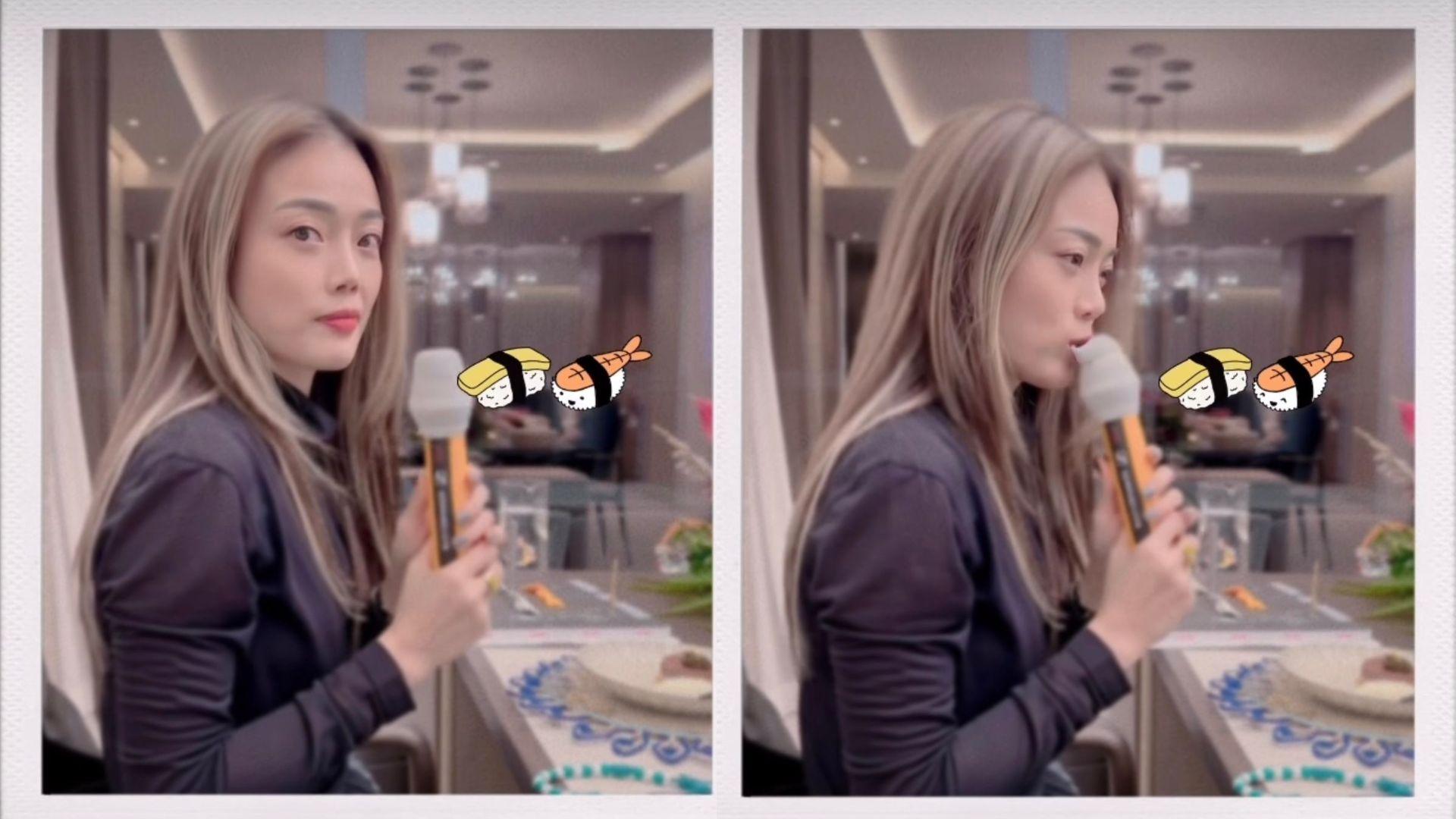 容祖兒在IG公享影片,表演「吞咪」來賀出道23周年。