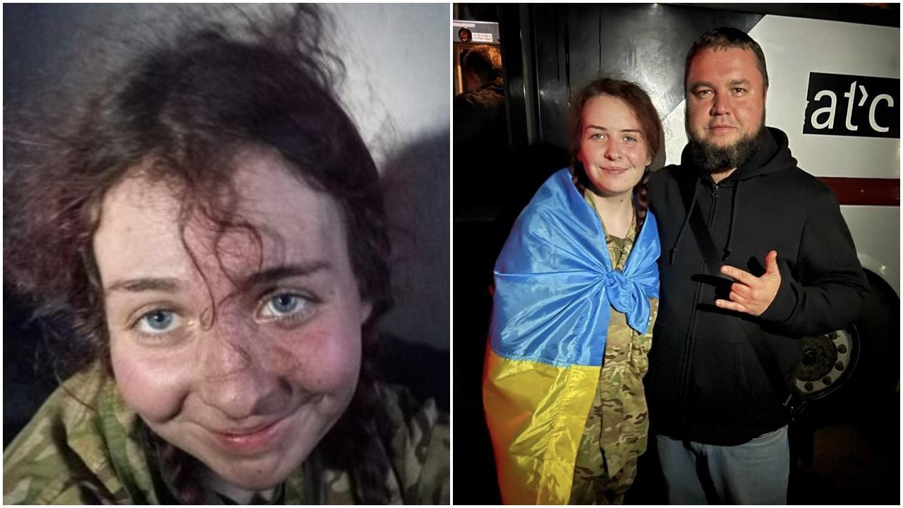 在被困期間在鋼鐵廠暗黑的避難室內唱歌以激勵士氣的女兵Kateryna。(Twitter)