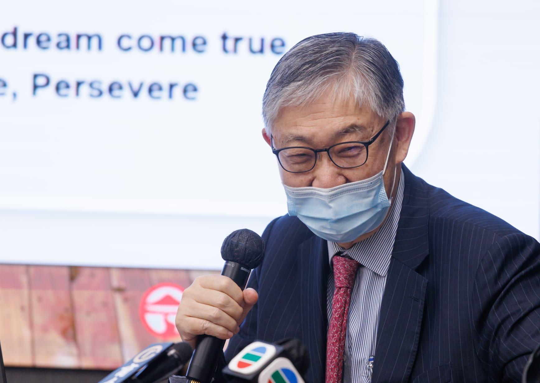 嶺大一項調查發現,本年度學童快樂指數微跌,圖為出席的講者施永青。(蘇文傑攝)