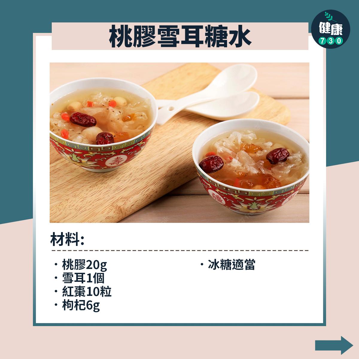 食物營養|桃膠功效及食譜(am730製圖)