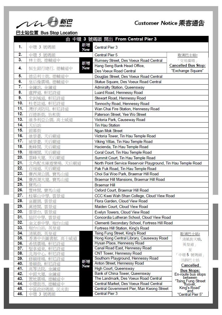 新巴25線9月11日起更改行車路線。