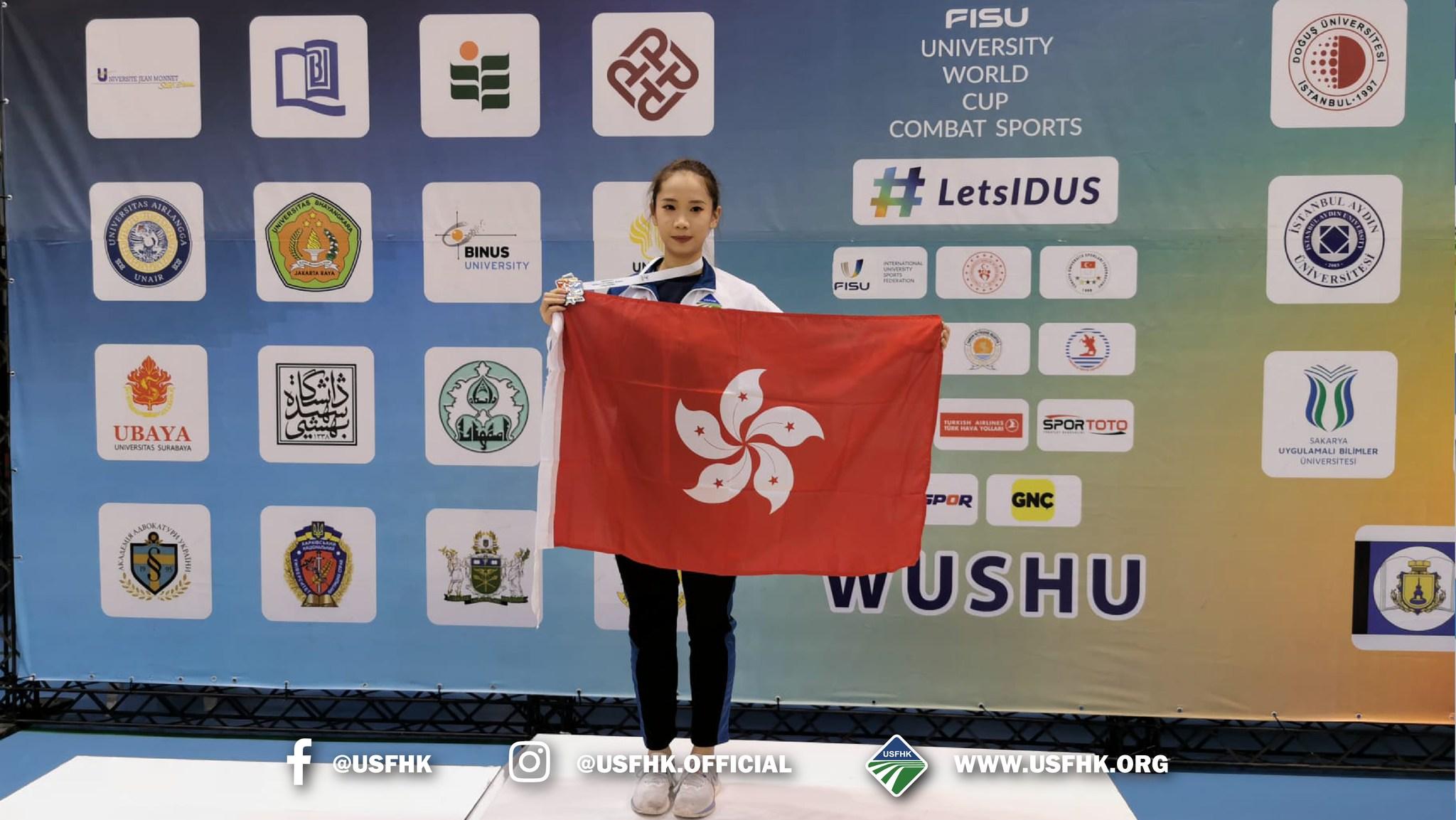 港隊世界盃大學搏擊運動會報捷,薩百朗太極劍奪金楊千締太極拳摘銀。(相片由香港大專體育協會提供)