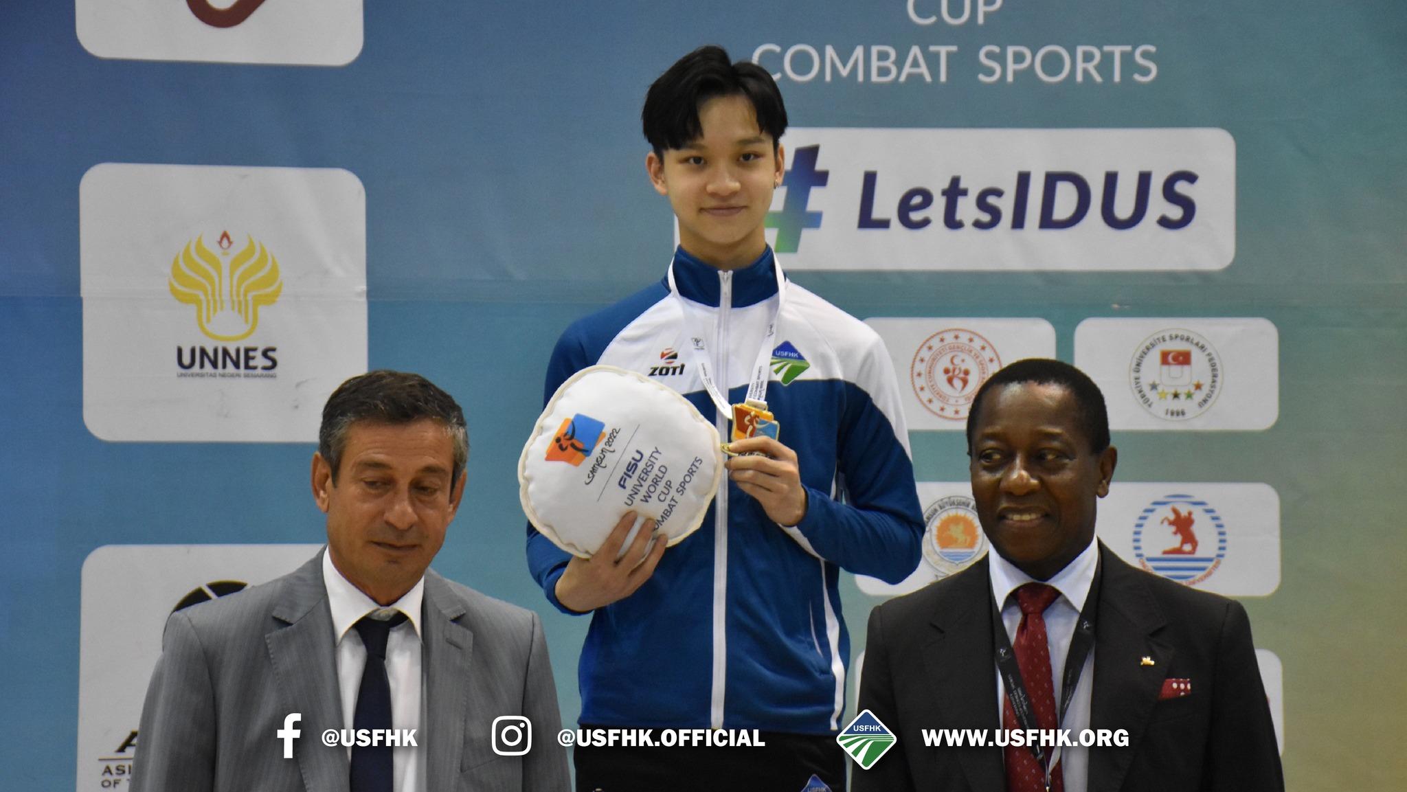 港隊世界盃大學搏擊運動會報捷,薩百朗太極劍奪金楊千締太極拳摘銀。(相片由香港大專體育協會提供)