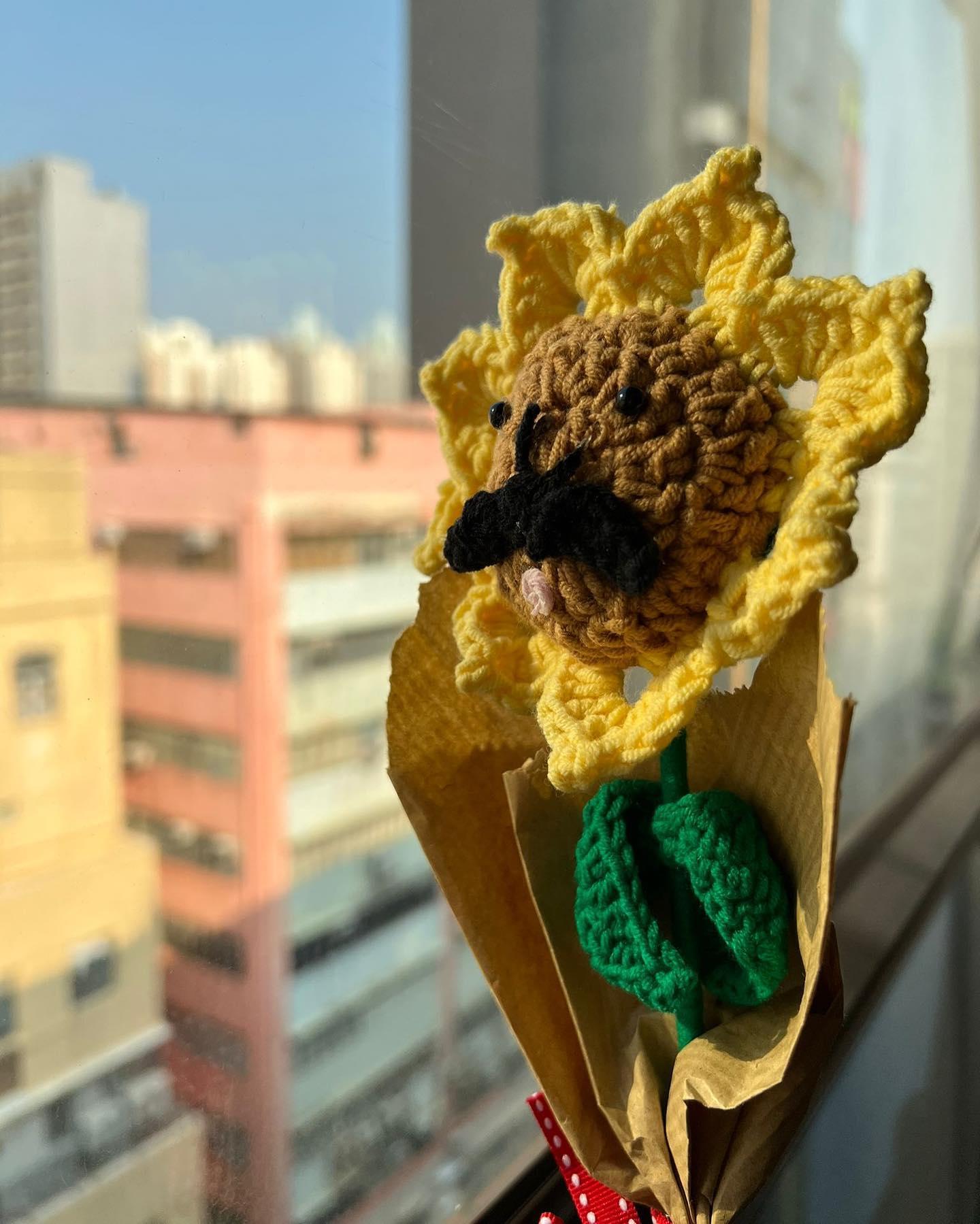 小影迷東仔送給鄭中基的鈎織向日葵。