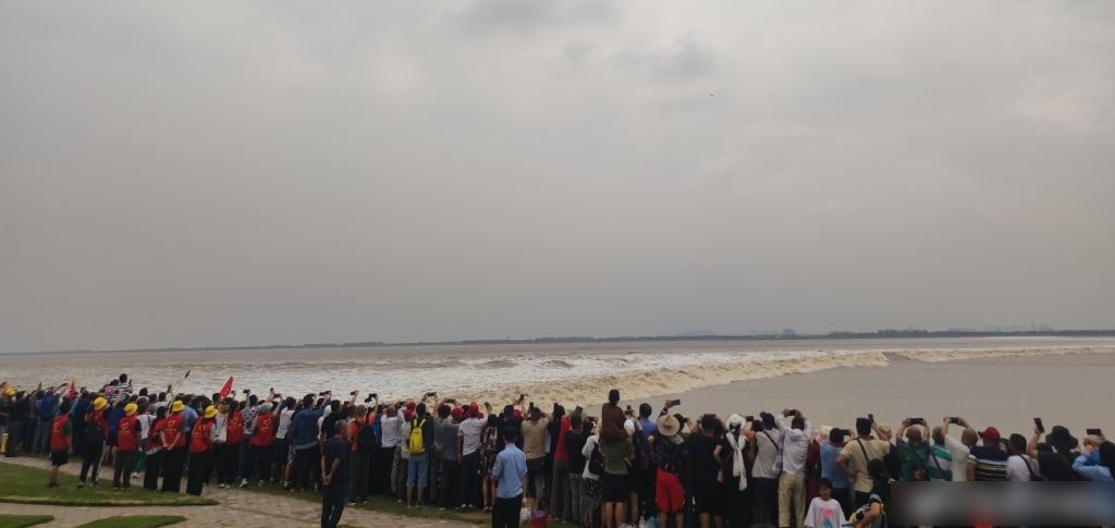 近日觀看錢塘江大潮的人潮。(互聯網)