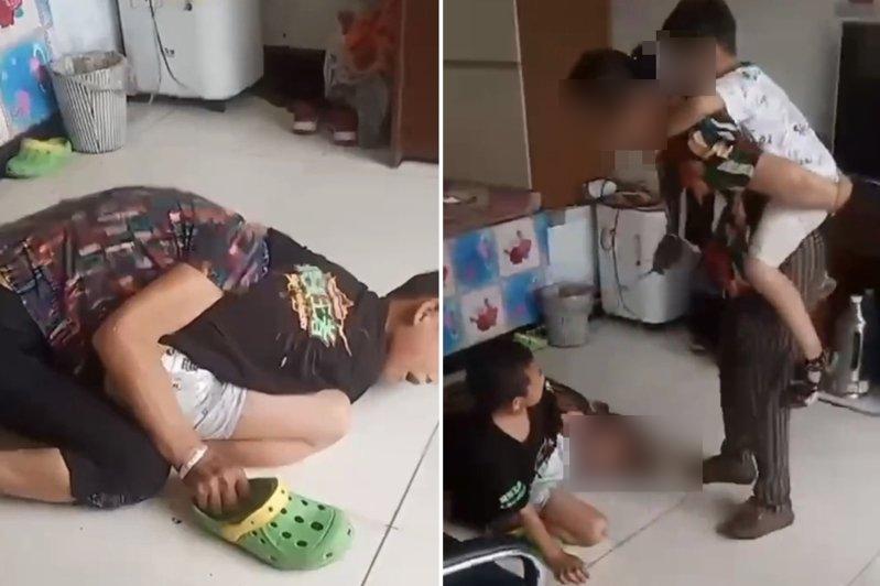 嫲嫲沒有動靜後,一名女長輩背著一名男童到場。(互聯網)