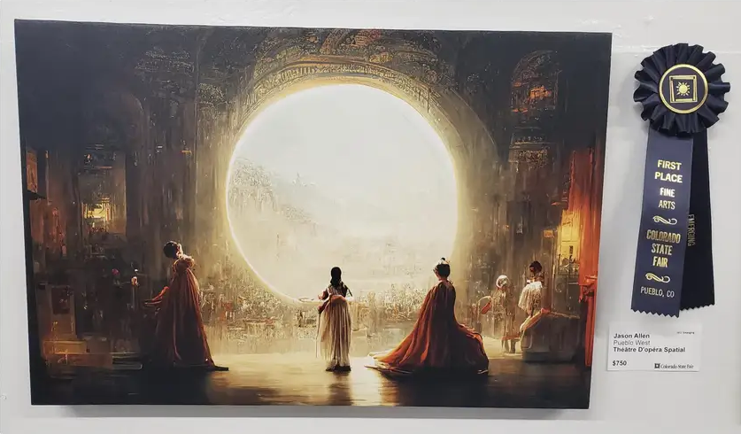 AI生成的《太空歌劇院》在藝術比賽獲獎,引發爭議。(互聯網)