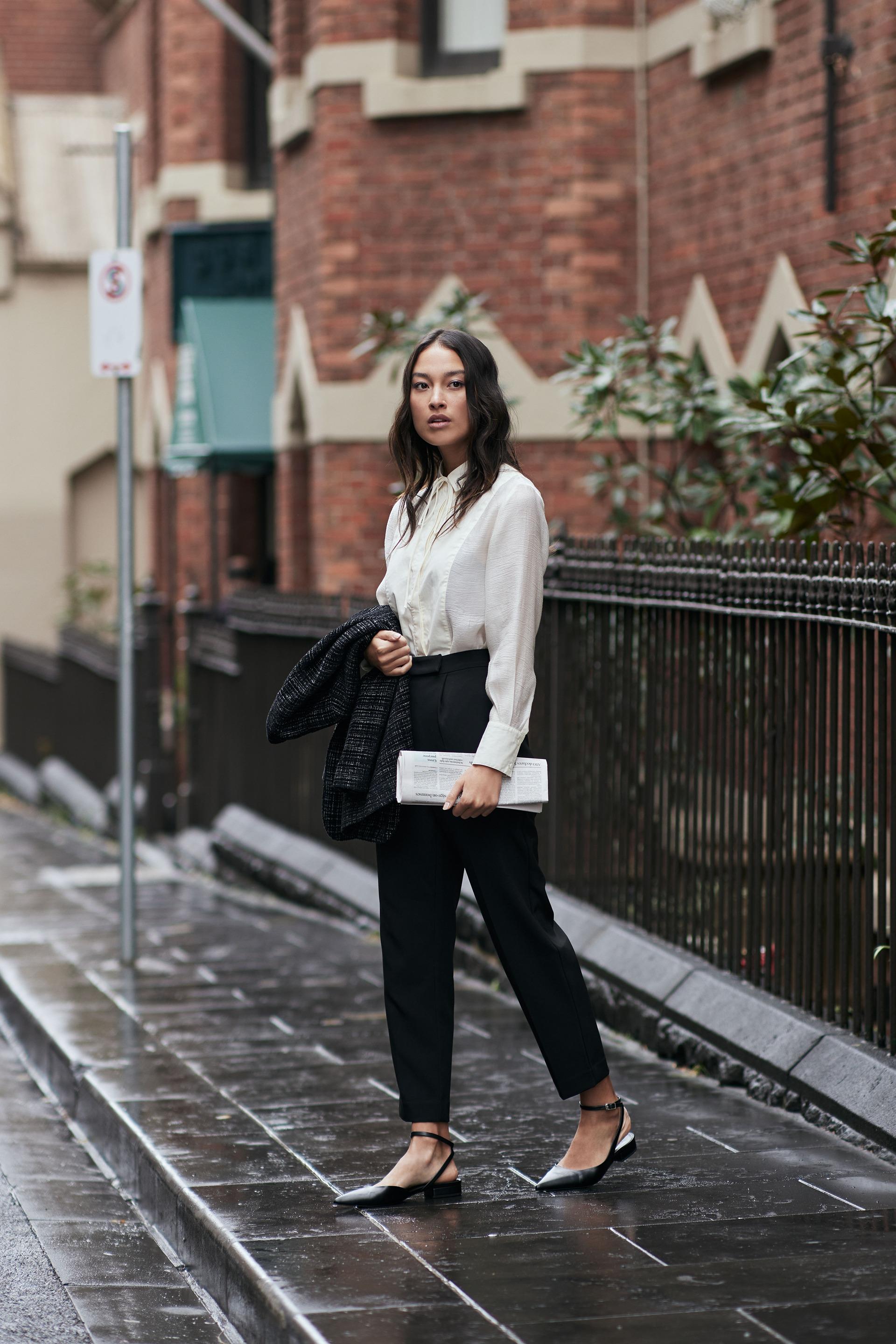 Charlee Contrast Bib Front Blouse $339