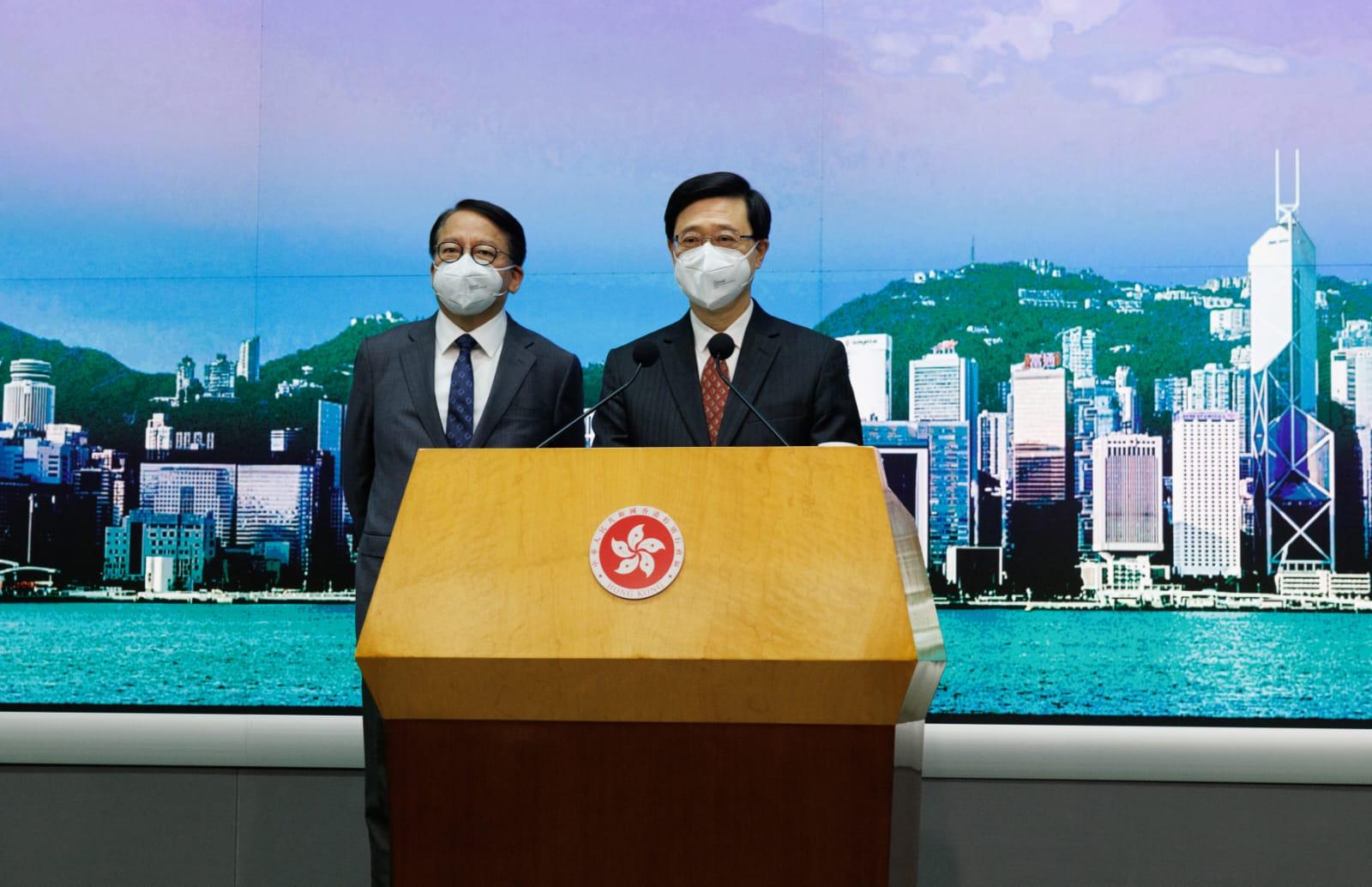 特首李家超召開會開記者會,匯報與內地交流情況。(蘇文傑攝)