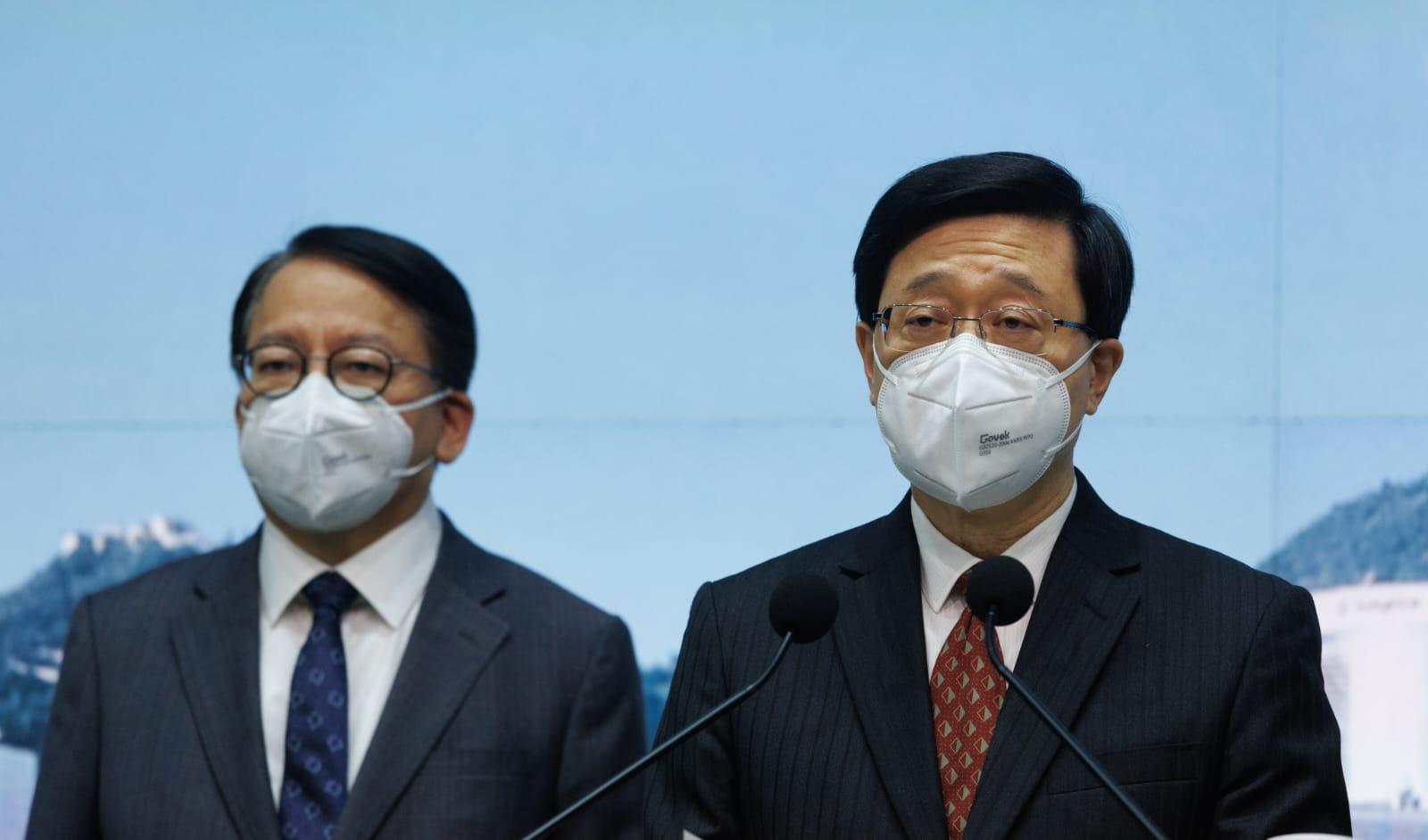 特首李家超召開會開記者會,匯報與內地交流情況。(蘇文傑攝)