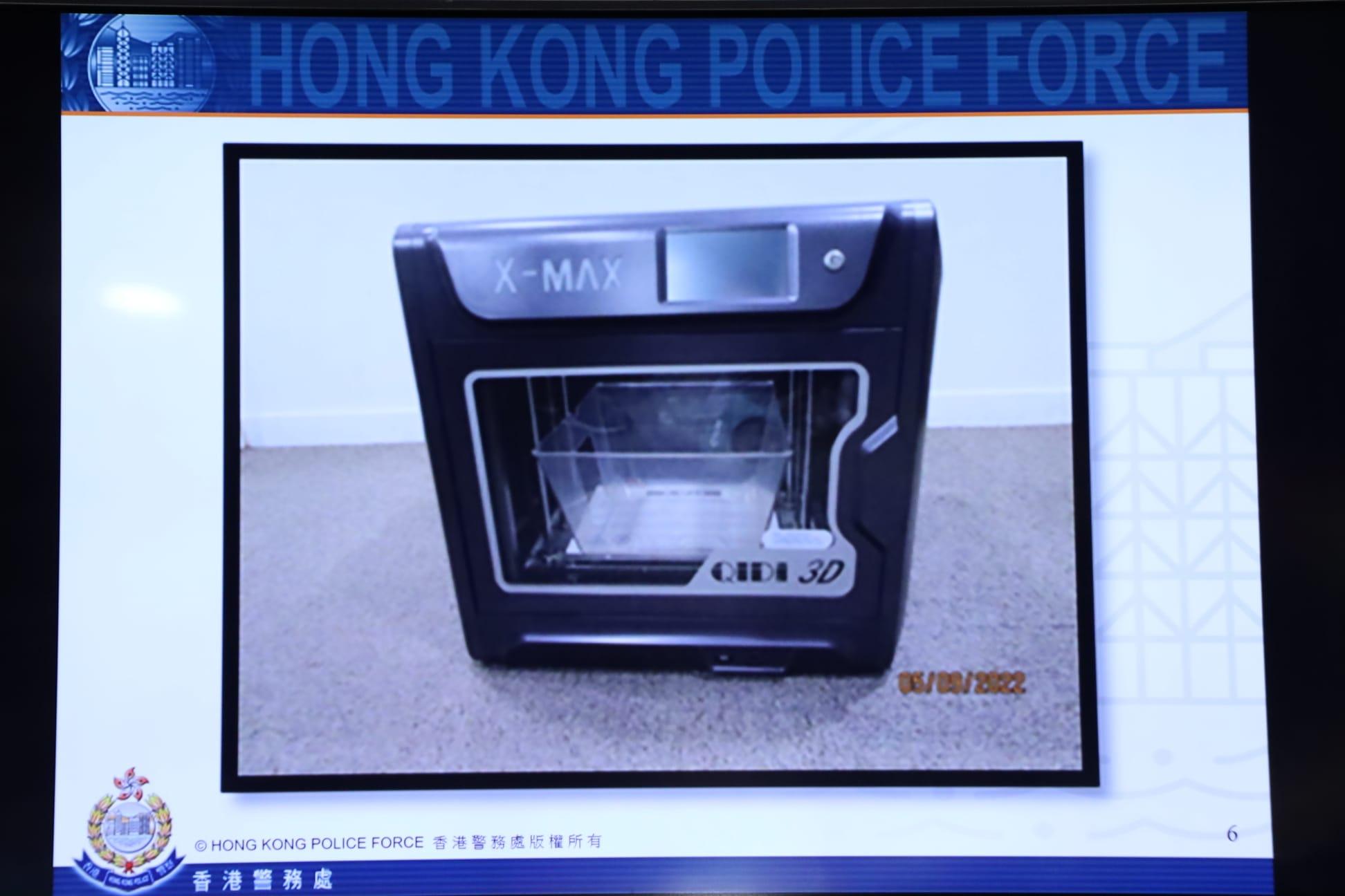 涉案3D打印機(鍾式明攝)