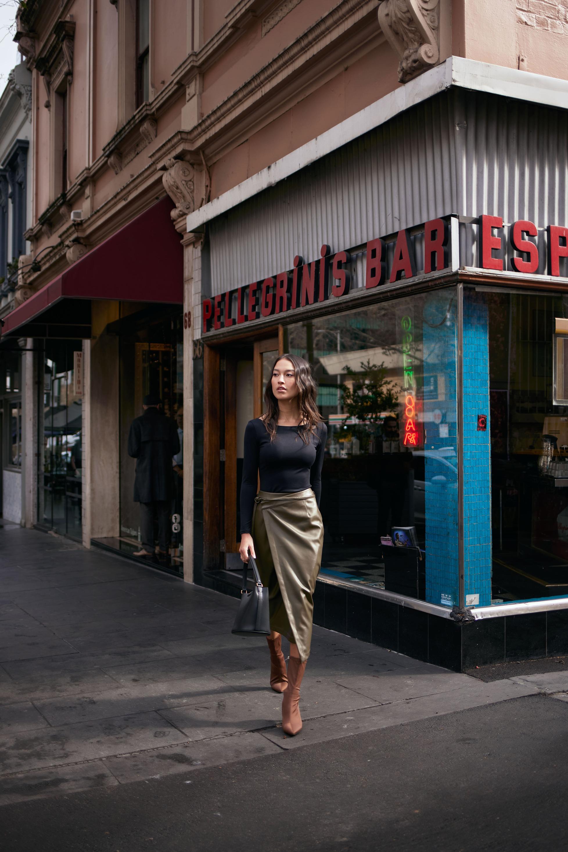 Zayla Faux Leather Wrap Skirt TBC