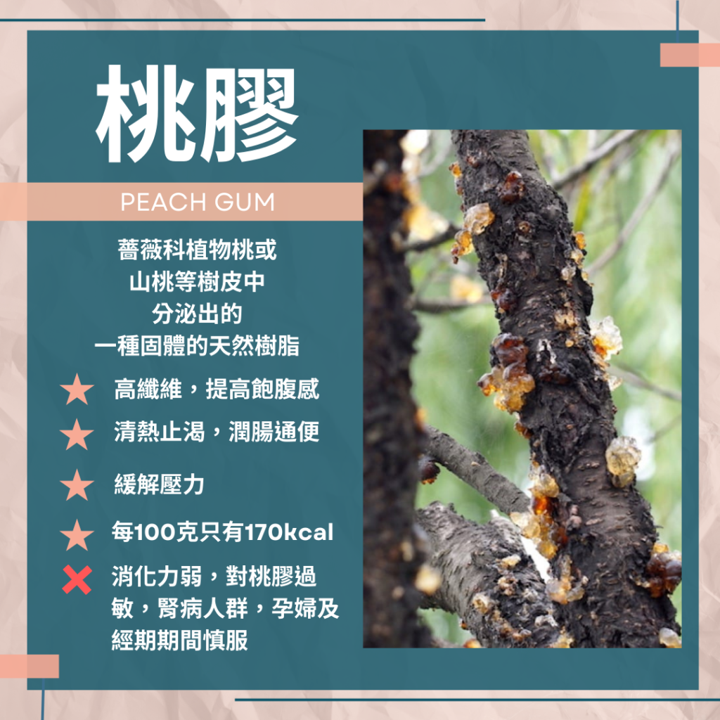 食物營養|桃膠功效及食譜(am730製圖)
