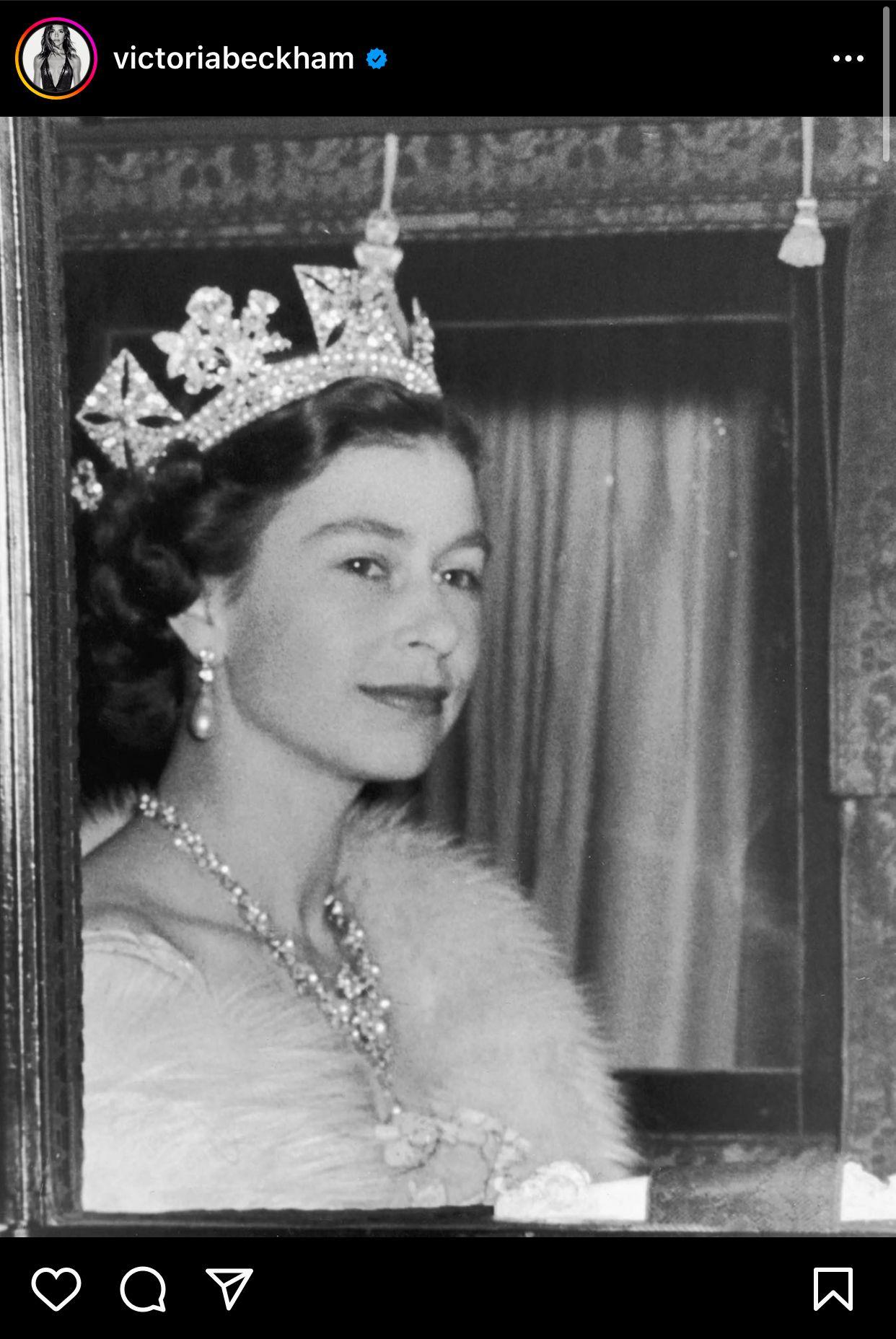Victoria亦貼出英女王年輕時照片致哀。