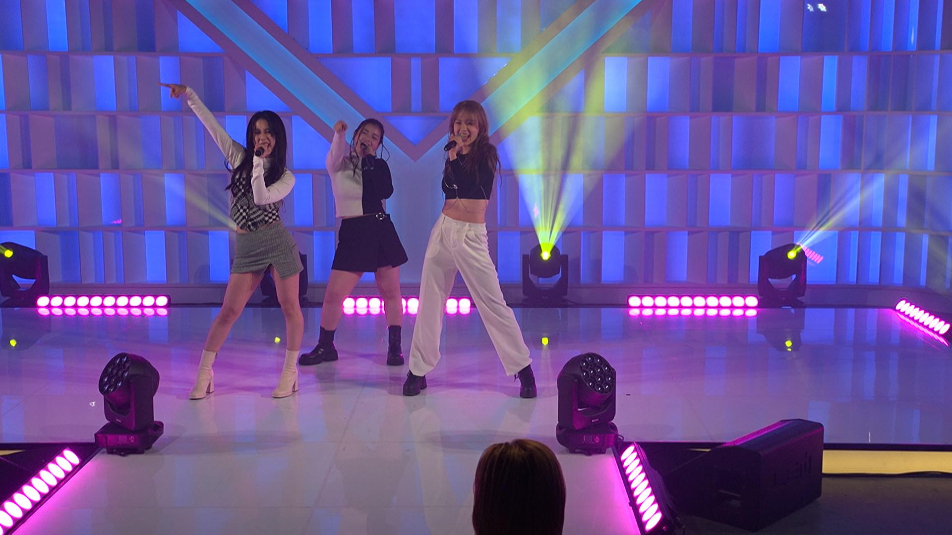 張鈊貽、陳心余、劉庭君以「女團」形式上陣跳唱羅志祥歌曲《撐腰》。