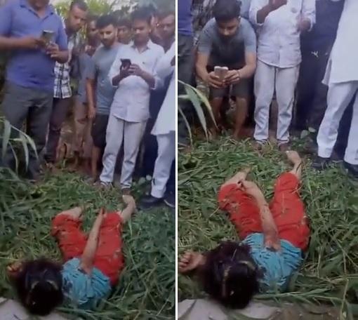 女童重傷躺在地上,男子只顧圍觀拍片,沒人施以援手。(互聯網)