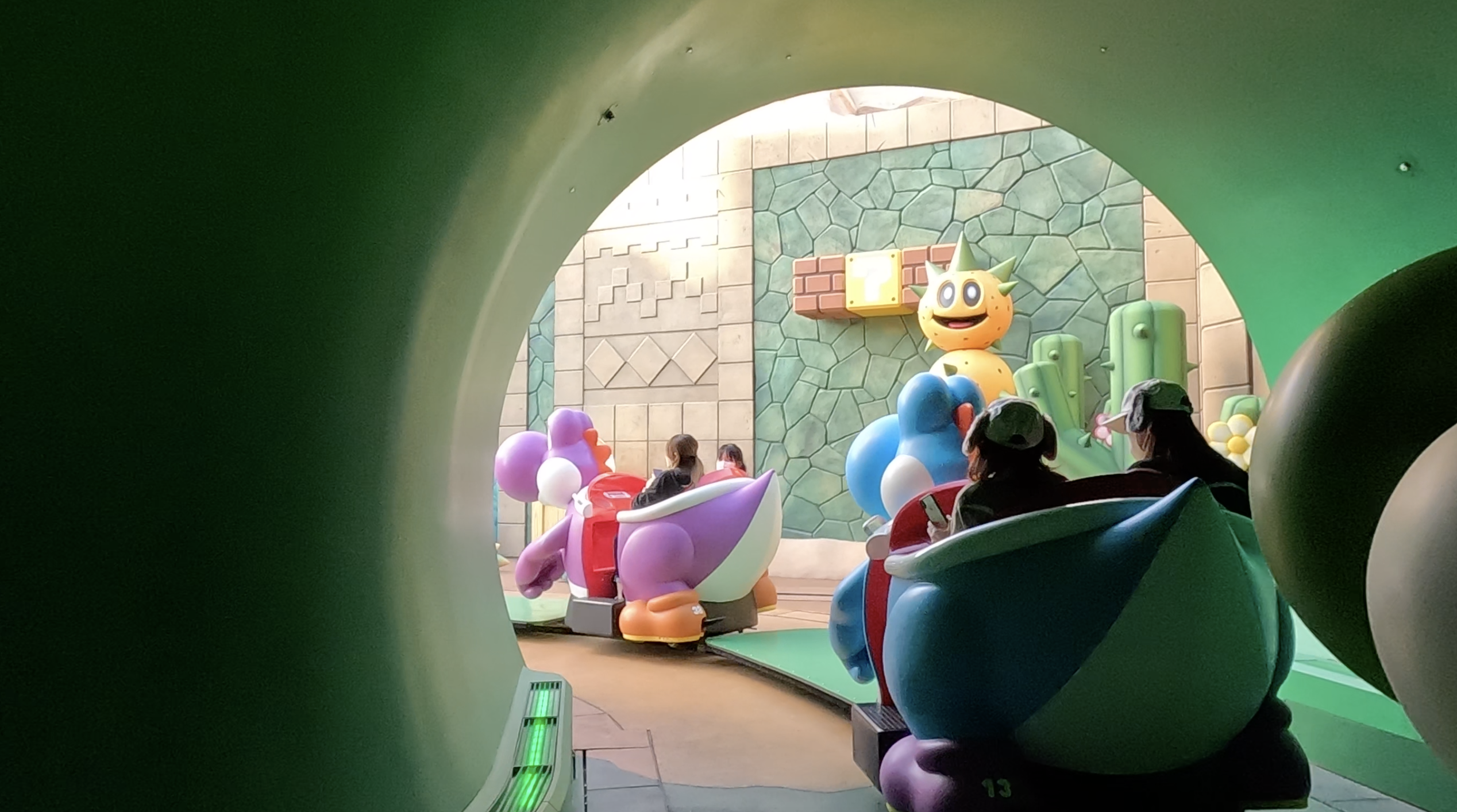 玩家將會騎上耀西列車,根據奇諾比奧隊長的地圖環繞園區一圈