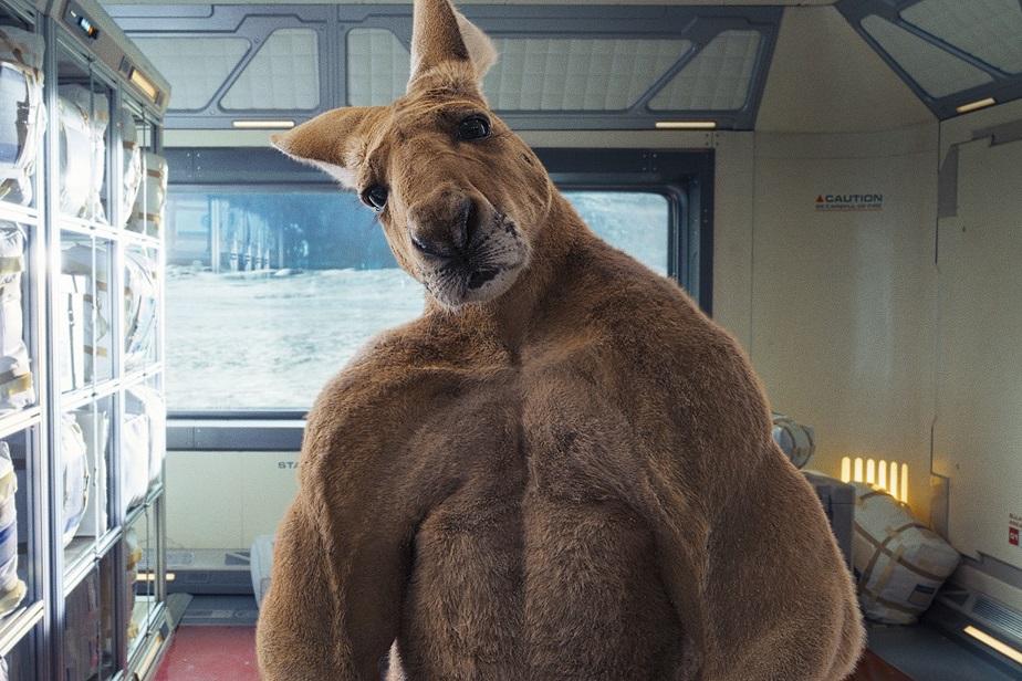 袋鼠與沈騰一人一「鼠」,在月球遇上不打不相識,化敵為友。(《獨行月球》劇照)