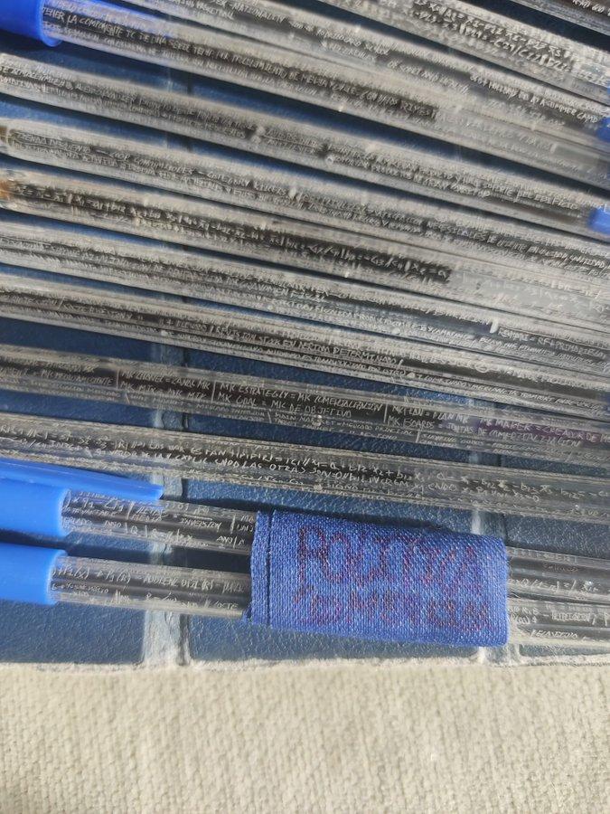 一名自稱為那名「出貓」學生的好友,貼出更多密密麻麻刻著法例的原子筆。(Twitter)