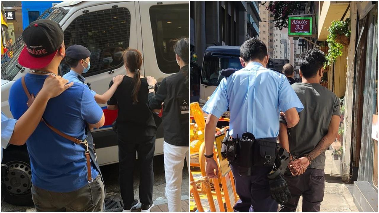 被捕人士包括從事外賣速遞員、搬運、建築工作及零售工作。(警方圖片)