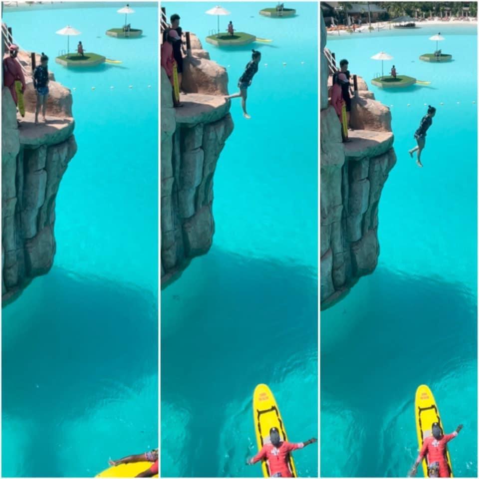 登上10米高台再一躍而下,刺激感滿分。