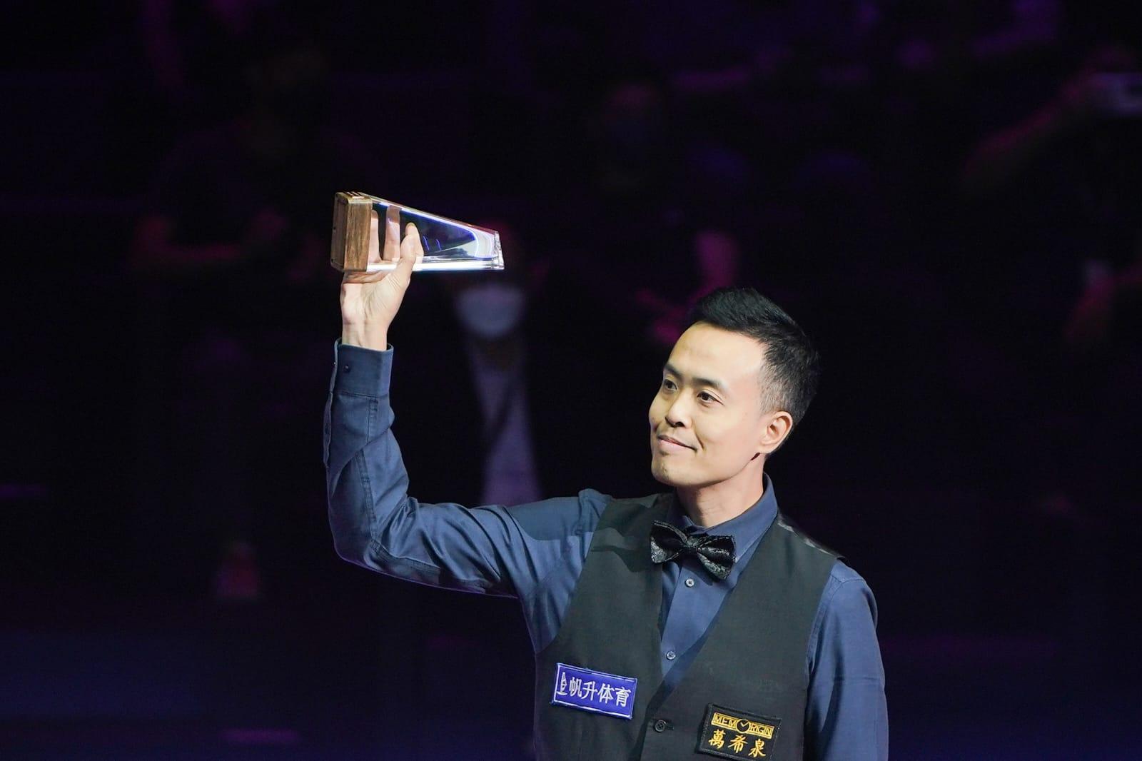 香港「神奇小子」傅家俊曾在四強決勝局,轟出147反勝希堅斯。(資料圖片)