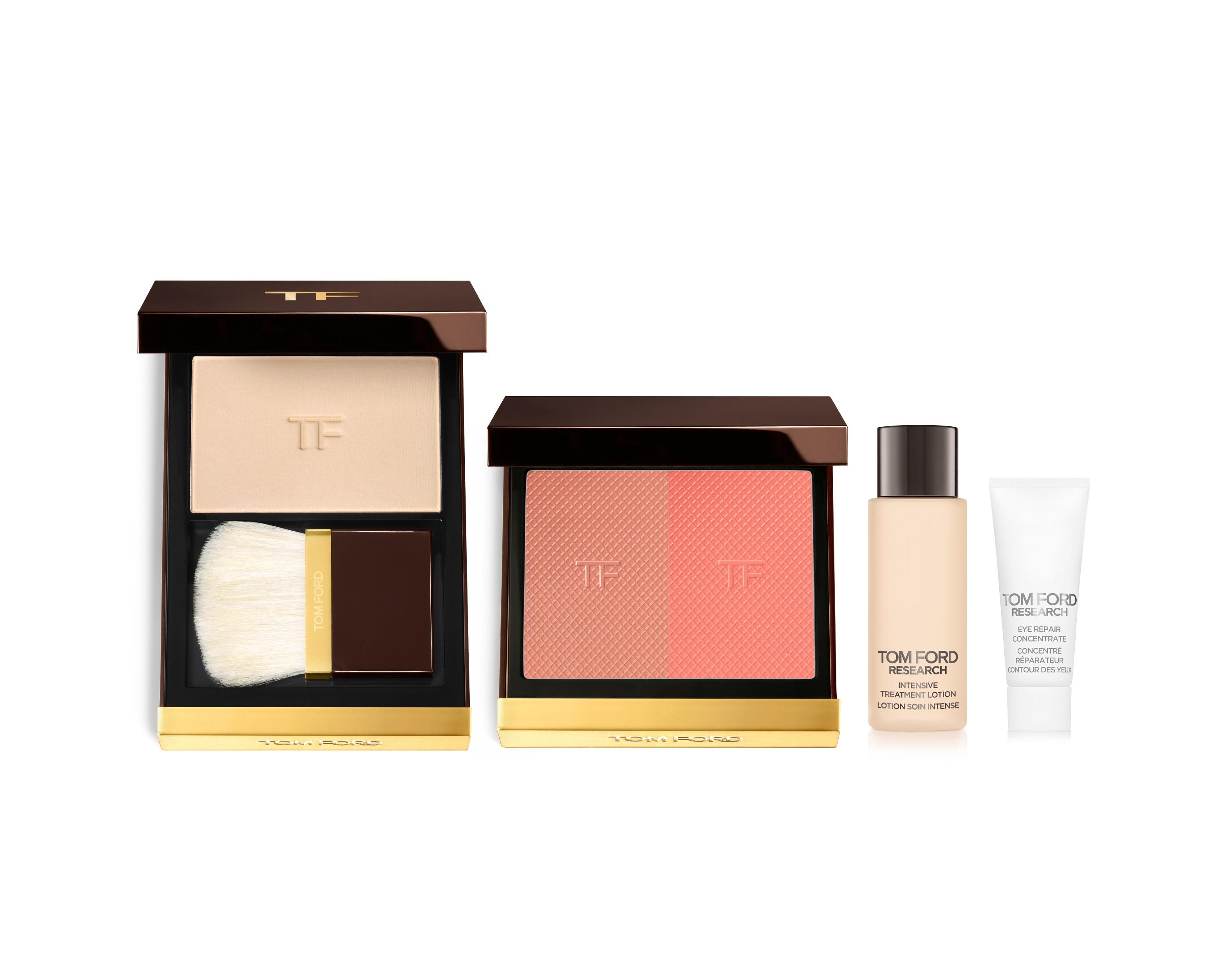 TOM FORD BEAUTY 奢光幻魅胭脂組合 $1,290 (原價$2,125) .任選一款全新雙效兩色胭脂 .任選一款星光粉餅 .TOM FORD RESEARCH 精華修護液 15ml .TOM FORD RESEARCH眼部乳霜 3ml