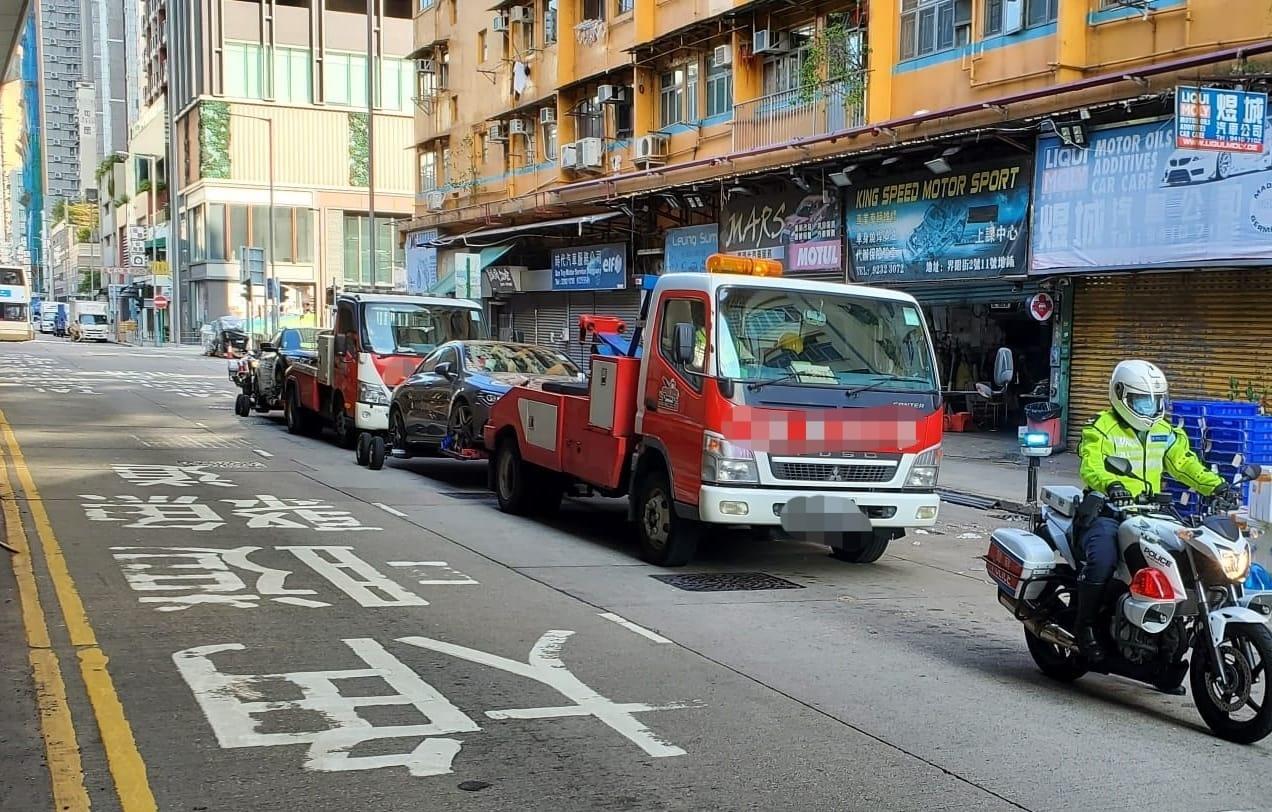 旺角警區交通日|警發1315張牛肉乾拖走13車