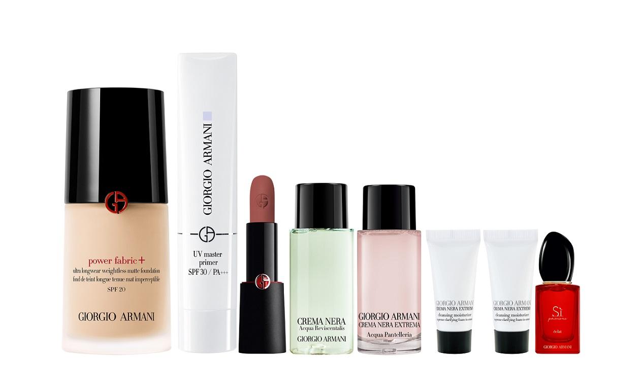 ARMANI beauty 經典粉底套裝 $1,060至$2,020 (價值$1,766至$2,726)  .任何粉底液 1件 (除Neo Nude系列外)及任何底妝1件 .絲滑啞亮唇膏 #105 .極致再生保濕淨膚水 10ml .極致再生水精華 10ml .極致再生潔膚泡沫乳霜 5ml .SI PASSIONE ECLAT EDP 女士香水7ml .極致再生潔膚泡沫乳霜 5ml (10月26日尖沙咀店限定)