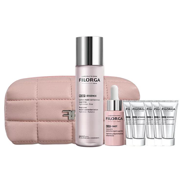 NCEF新肌賦活水光療程原液套裝(優惠期10月至12月) 賦活之選 $1,093 (價值$1,938) .NCEF新肌賦活水光療程原液 15ml .NCEF新肌賦活肌底液 150ml .NCEF新肌賦活精華7ml x 2 .NCEF新肌賦活面霜7ml x 3 .精緻粉色化妝包