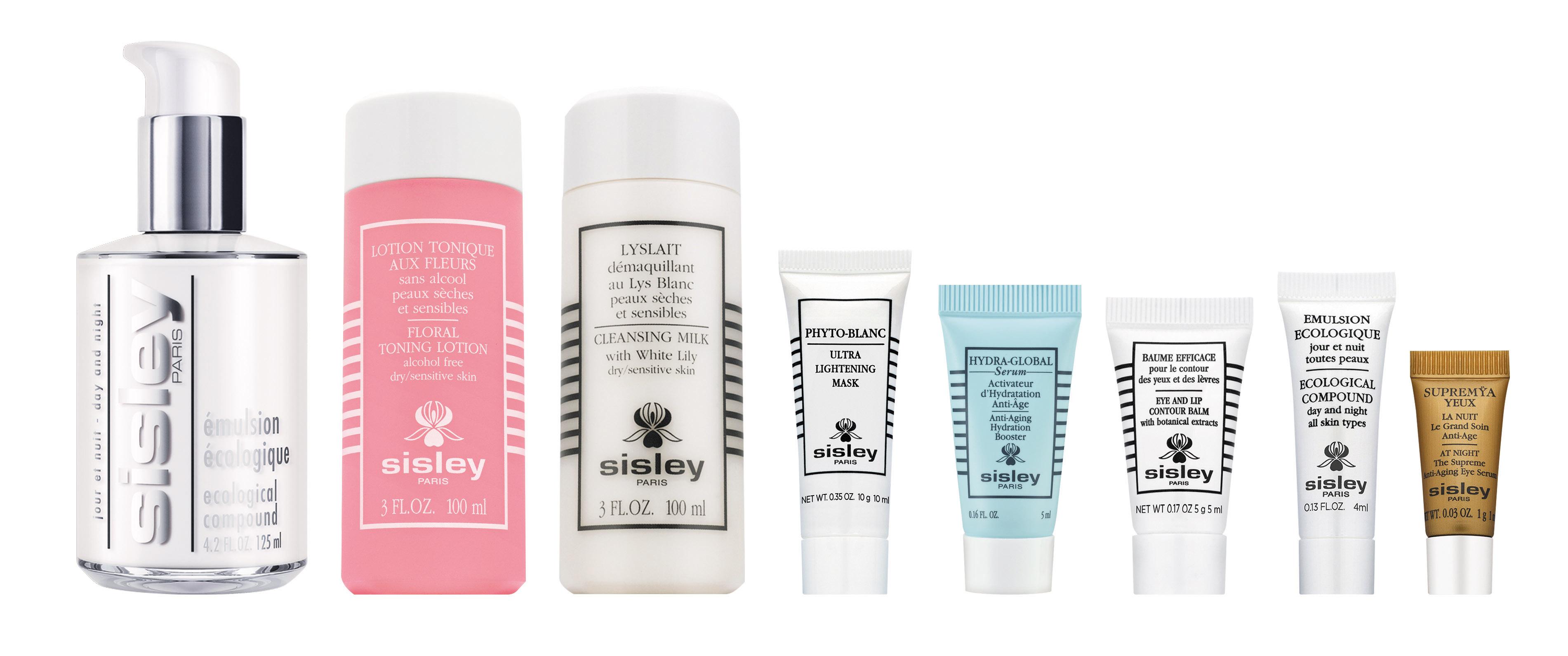 Sisley 全能乳液套裝 $1,700 (價值$3,360) 51折 .全能乳液 125ml .花香潤膚水 100ml .香花潔膚乳 100ml .倍白瞬亮面膜 10ml .全效深層保濕精華 5ml .修護眼唇啫喱 5ml .全能乳液 4ml .至臻活膚再生眼部精華 1ml