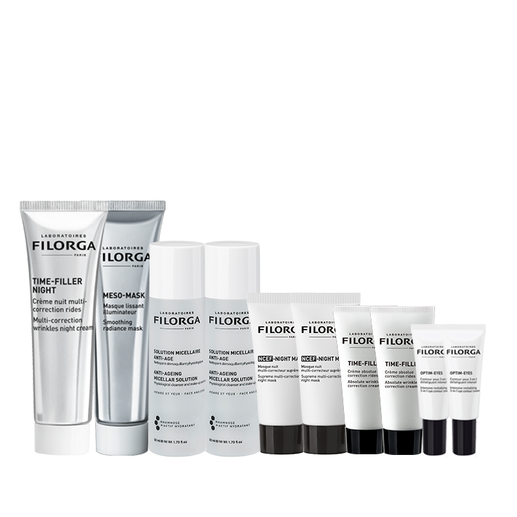 購物滿$1,400 柔滑亮澤面膜 30ml 全效抗皺晚霜 30ml 全效抗皺面霜 7ml x 2 深層保濕卸妝水 50ml x 4 NCEF新肌賦活睡眠面膜 15ml x 2 全新升級亮麗眼霜 4ml x 2