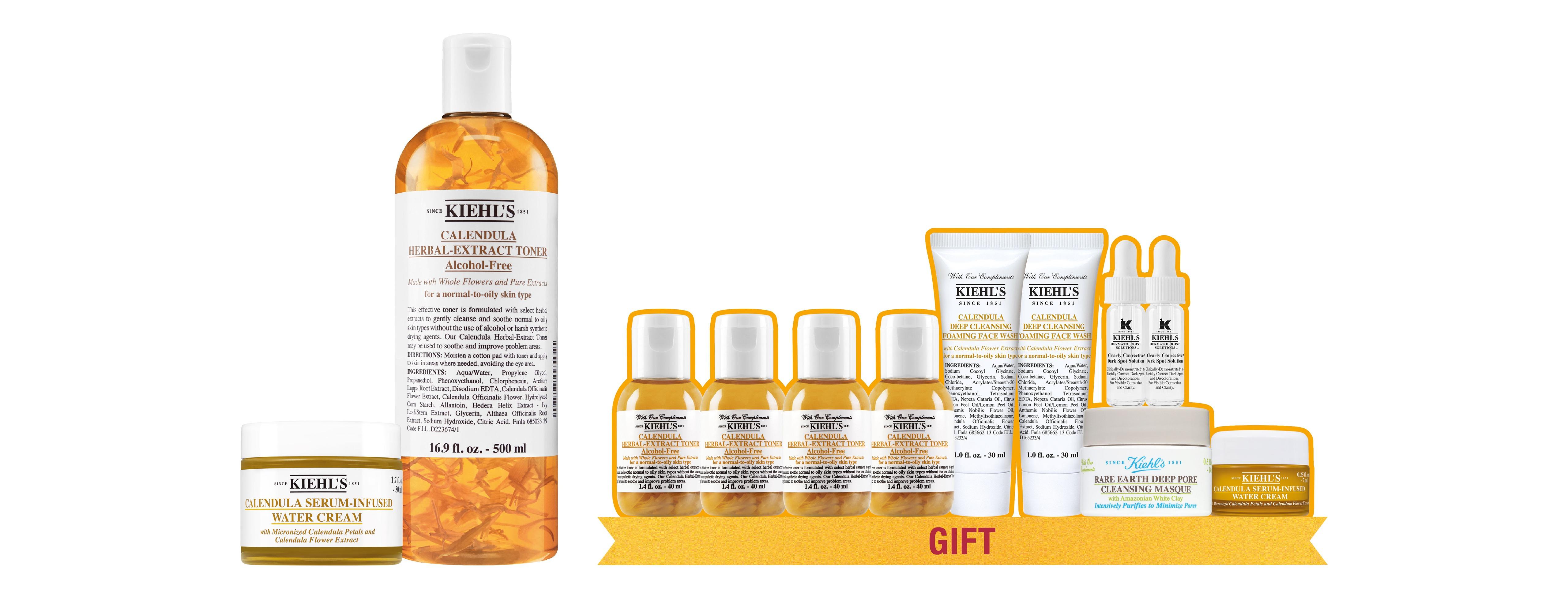 Kiehl’s皇牌金盞花增量套裝 $1,020 (價值$1,568) •金盞花植物精華爽膚水 (500ml) •金盞花修復精華面霜 (50ml) •金盞花植物精華爽膚水 (40ml) x 4 •金盞花深層潔面泡沫 (30ml) x 2 •醫學維C淡斑精華 (4ml) x 2 •特效保濕乳霜 (7ml) •亞瑪遜白泥毛孔深層清潔面膜 (14ml)