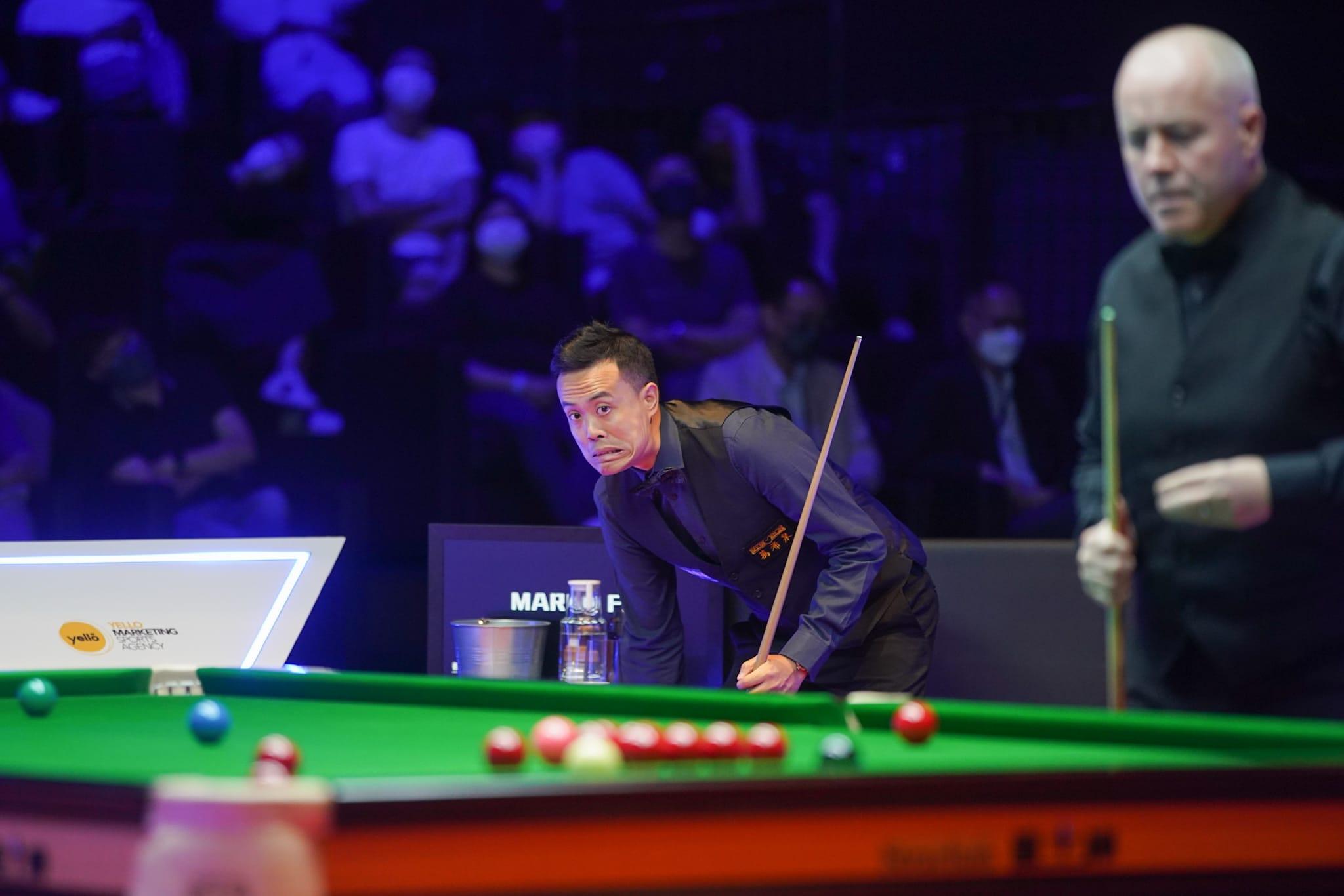 傅家俊在四強淘汰希堅斯。(李睿哲攝)