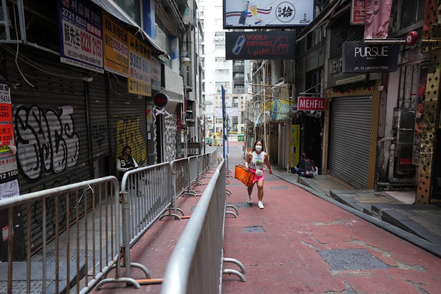 蘭桂坊今明兩晚實施人流管制。(陳奕釗攝)